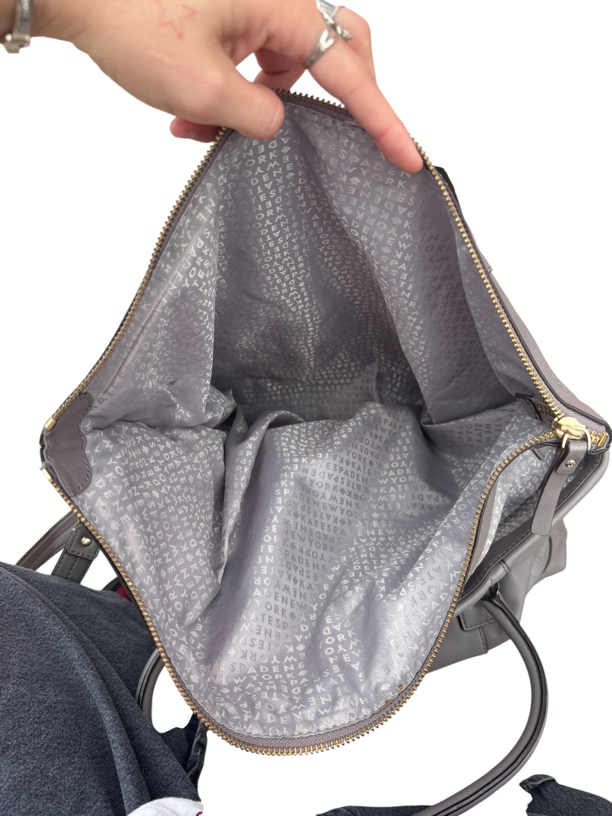 grey kate spade big ole weekender purse