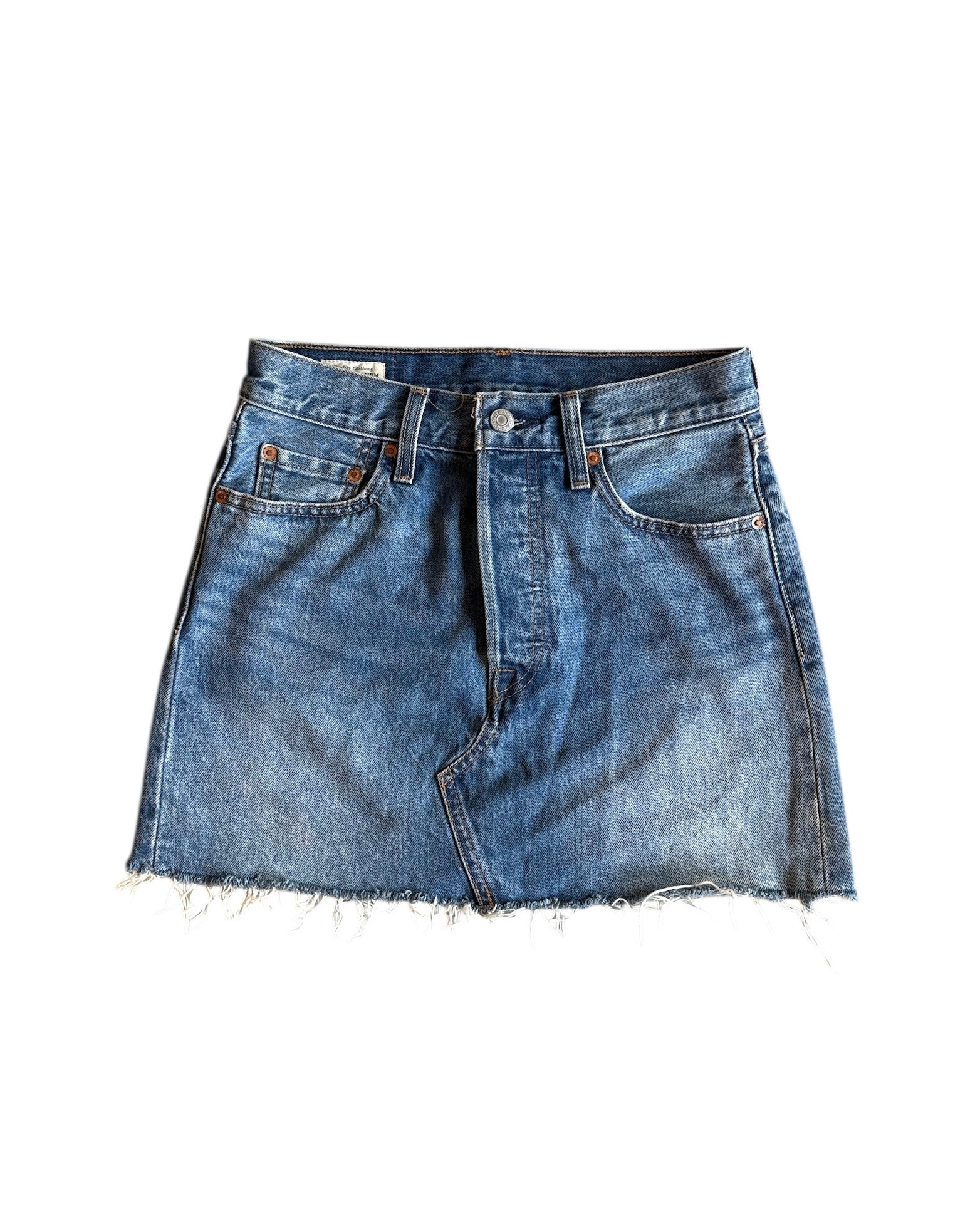 blue levi denim mini skirt, 26
