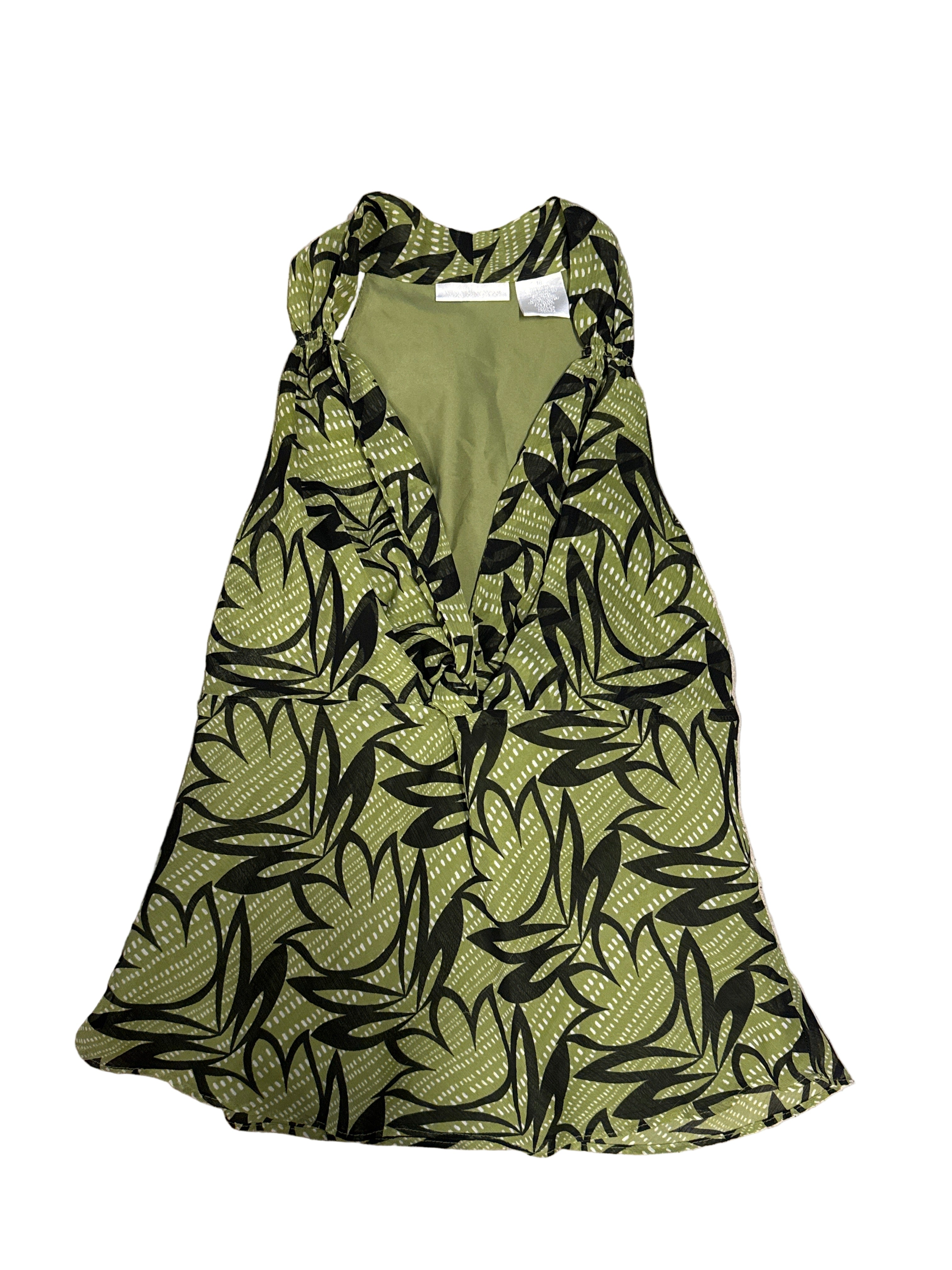 green worthington leaf print twist tank, 16