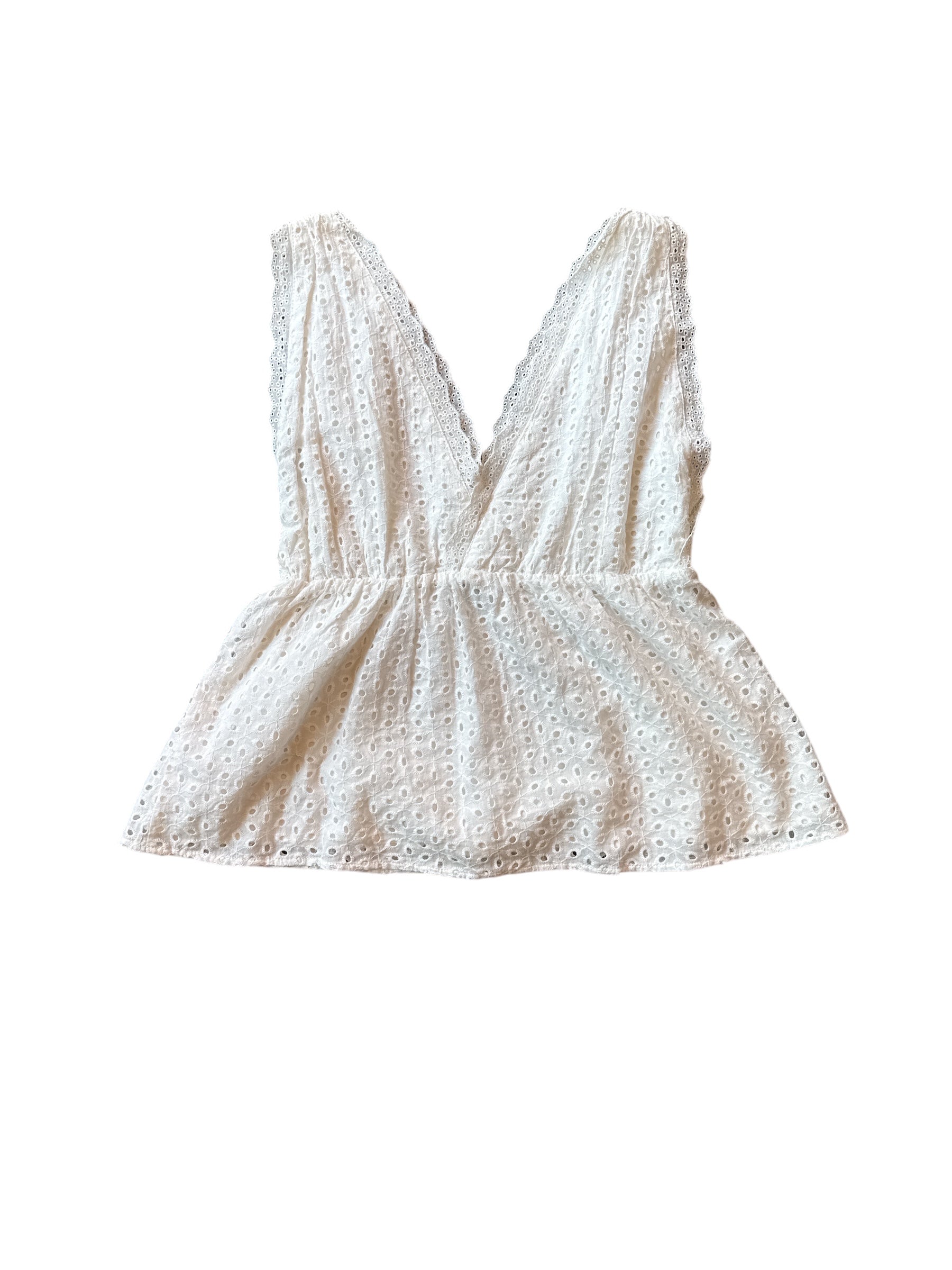 white wishlist apparel eyelet tank, s