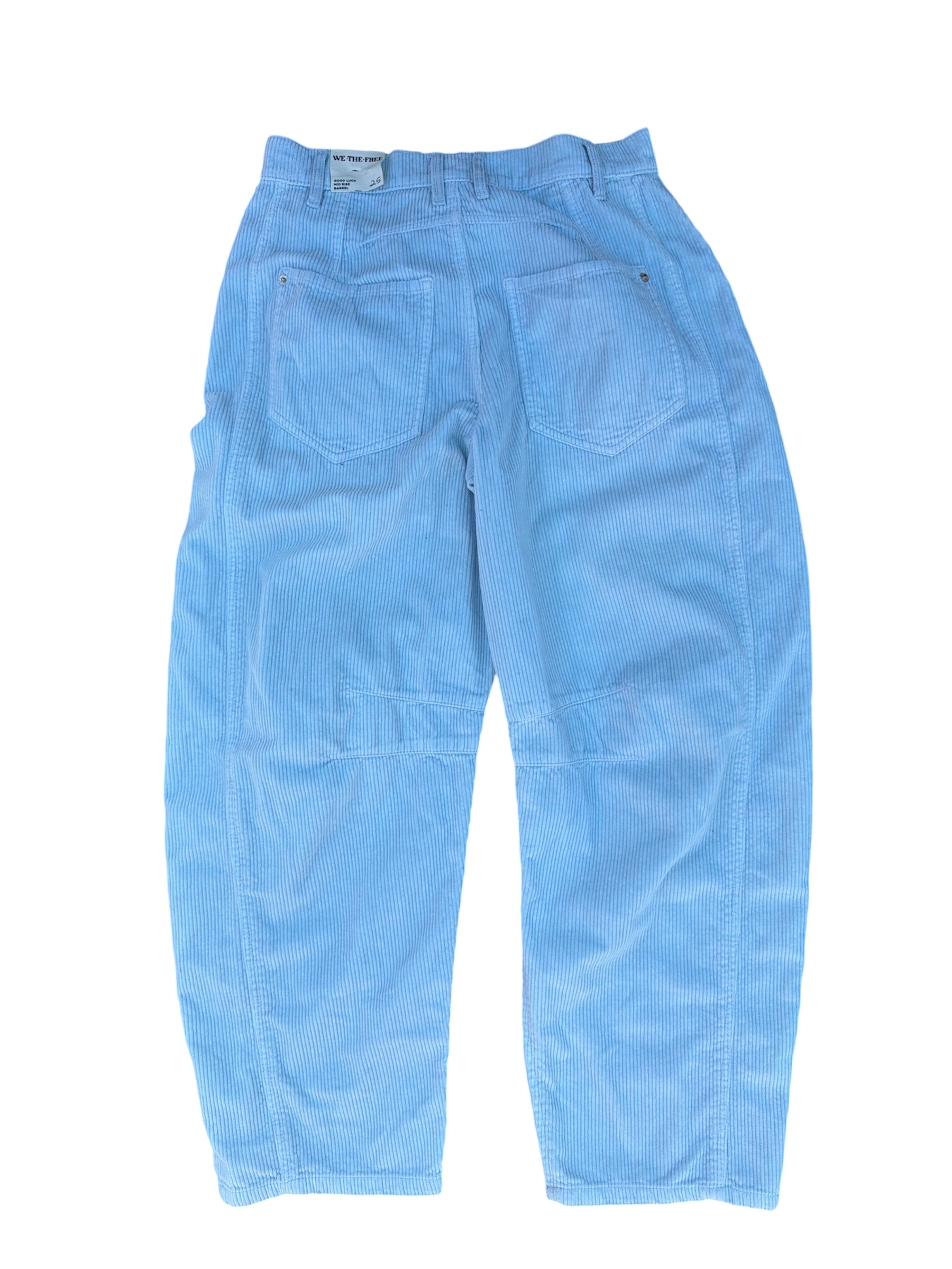blue free people barrel cord pants, 25
