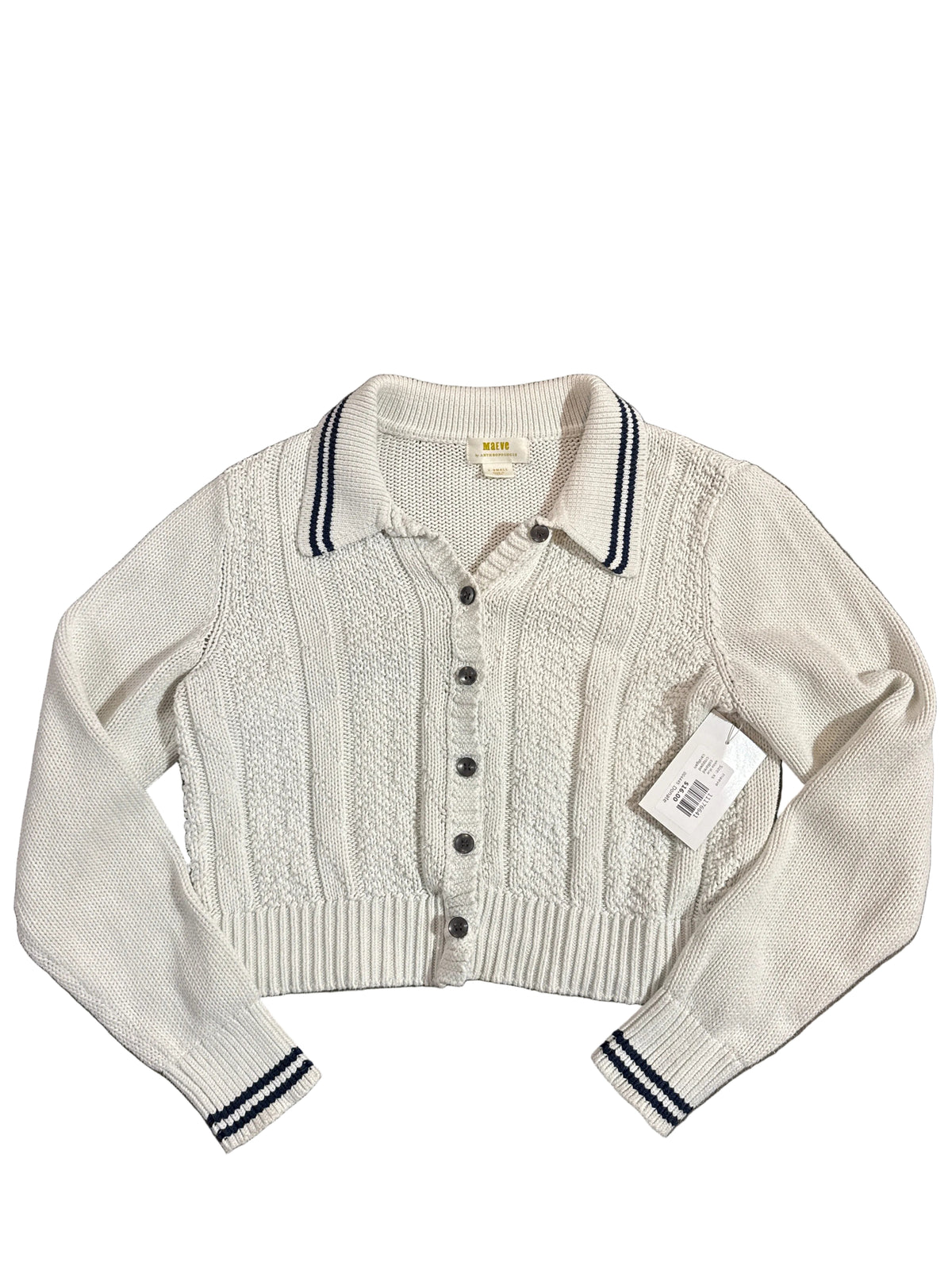 white blue maeve collared cropped cardigan, xs