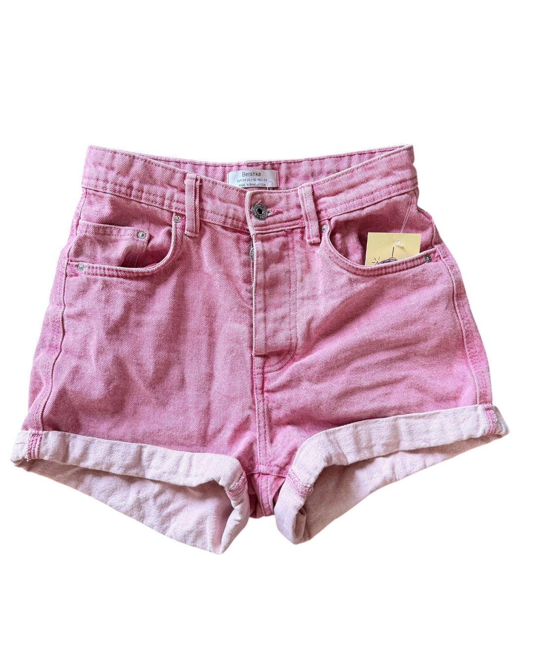 pink bershka cuffed shorts, 2