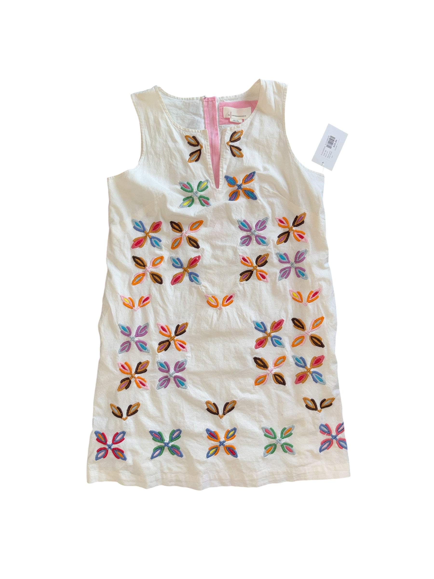 White multi Anthropologie Floral tank linen dress, 4p