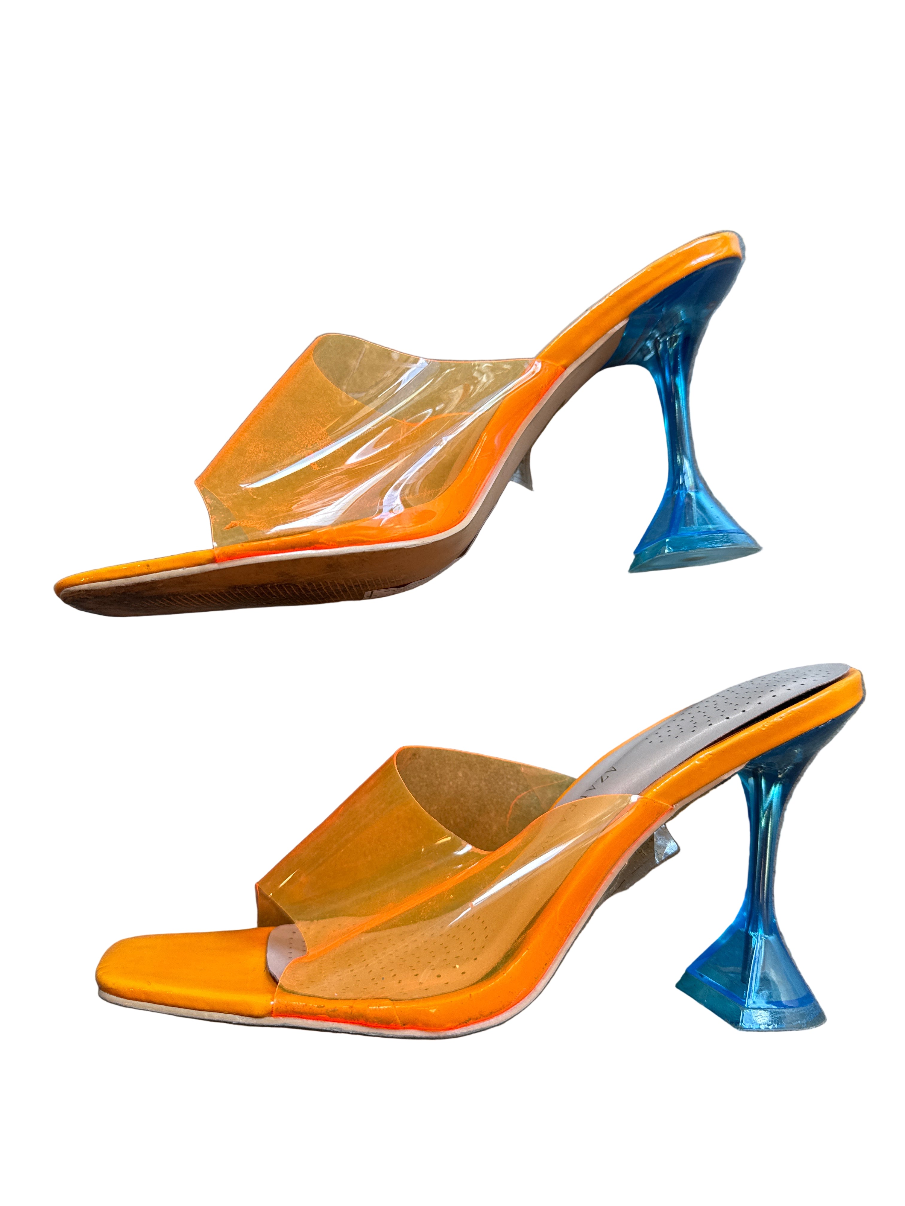 orange blue azalea wang clear plastic heels, 10