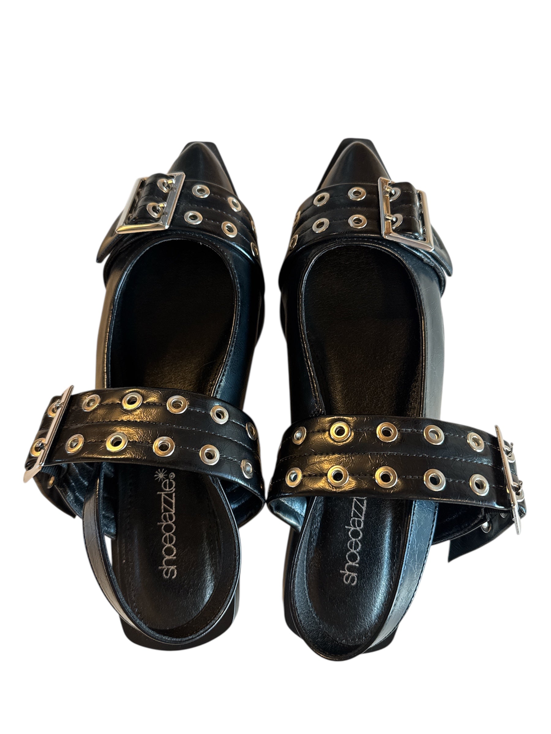 Black Shoedazzle Pointed studded flat, 7