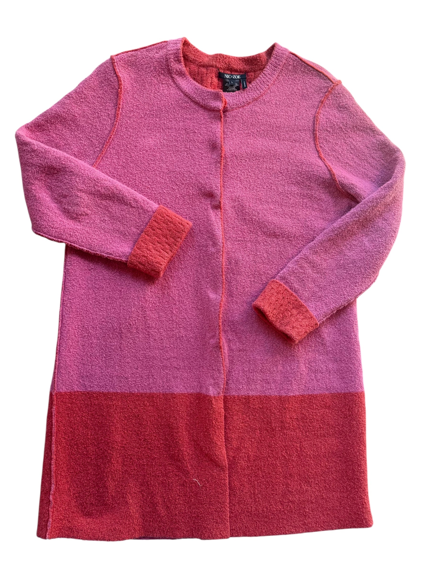 pink orange nic + zoe colorblock cardigan, L