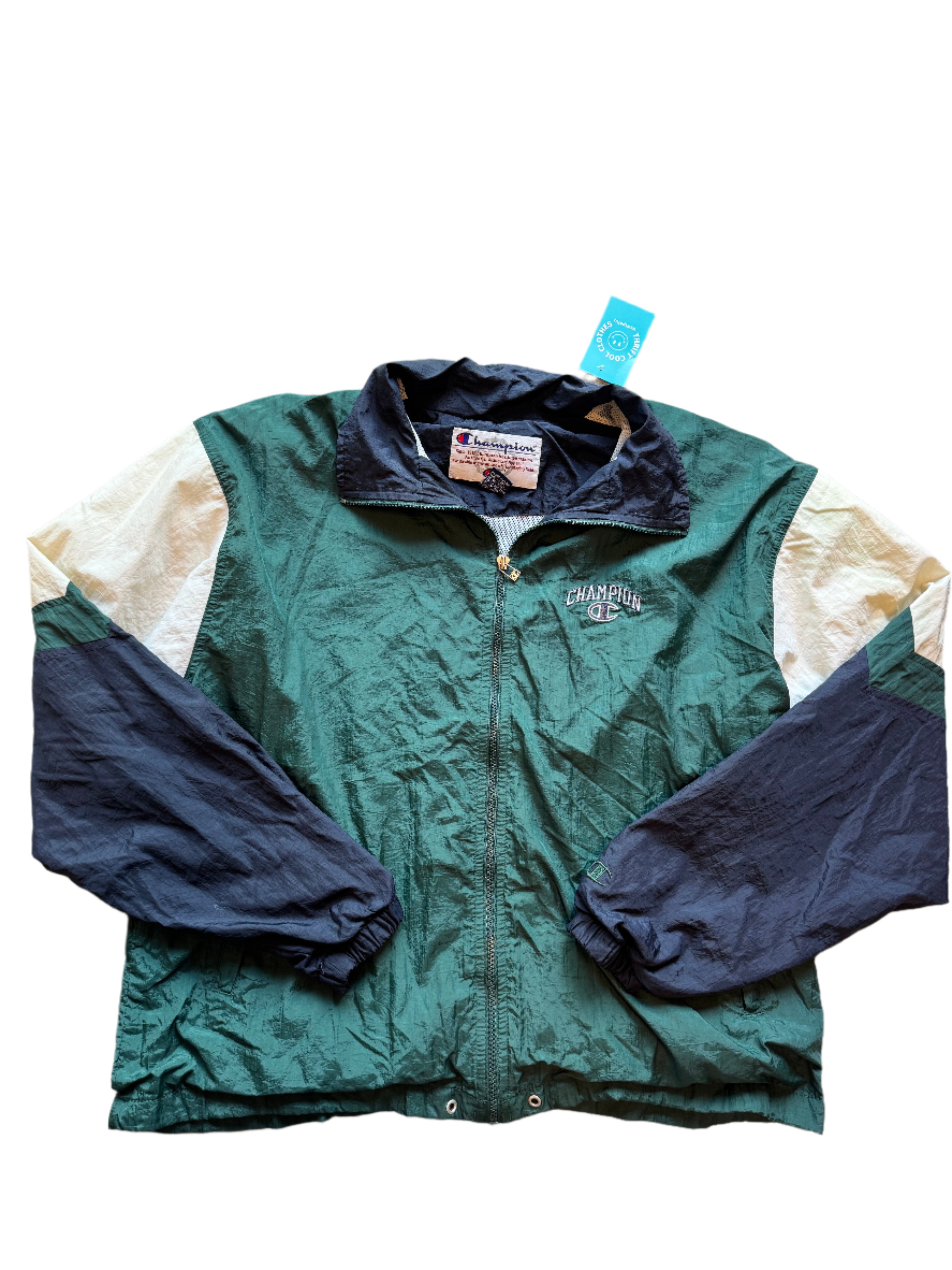 green champion vtg zip up, L