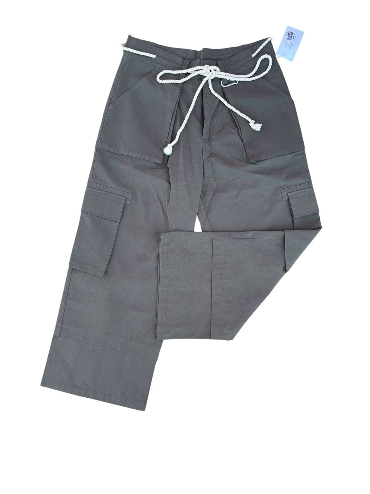 green prnp wide leg cargo w rope belt, s