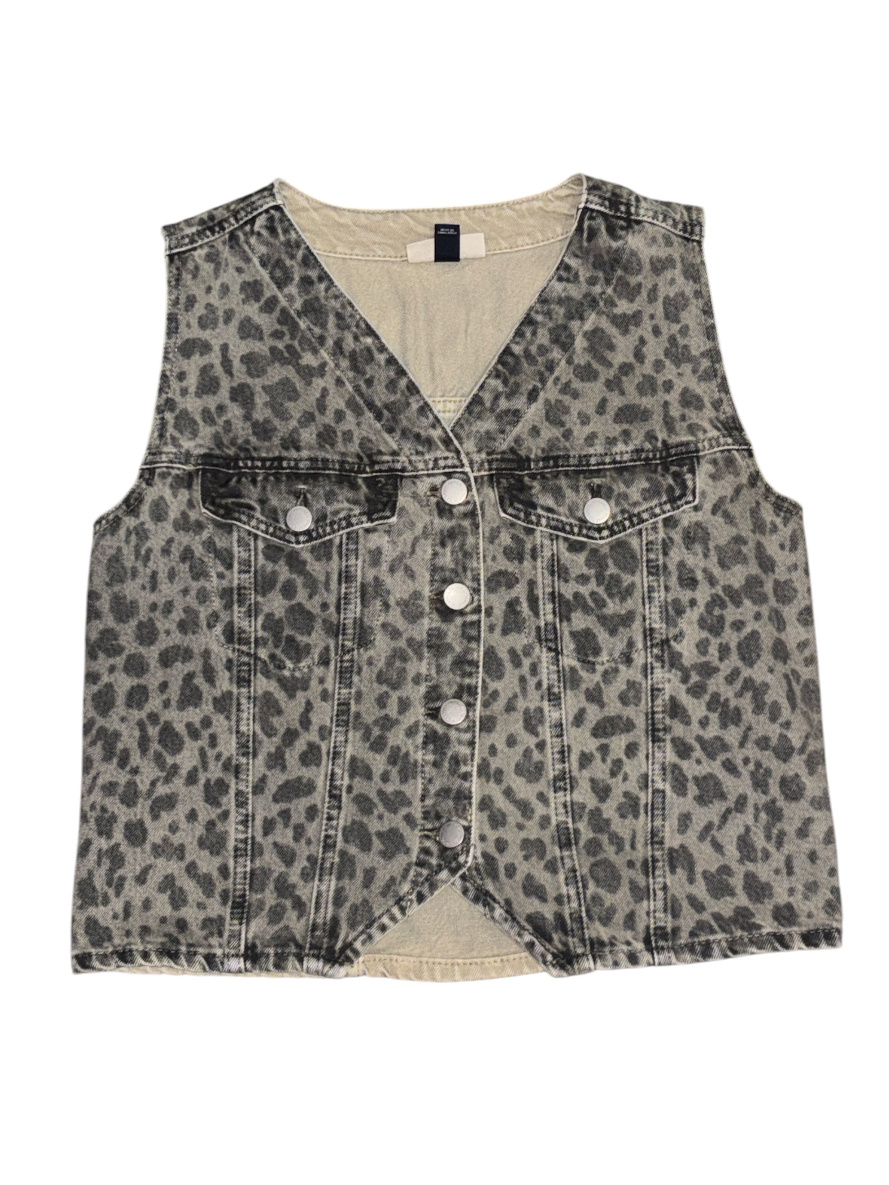 brown universal thread animal print vest, s
