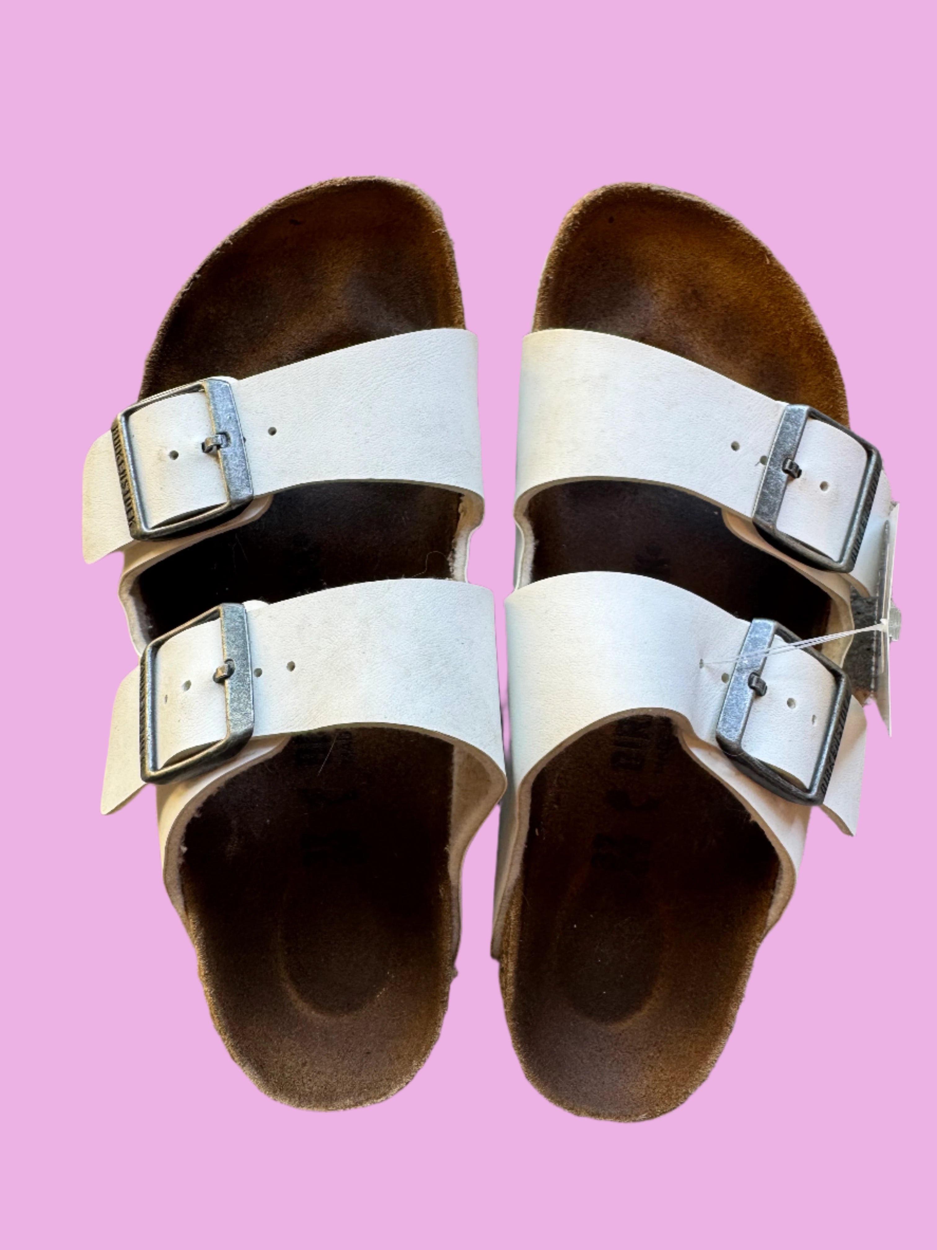 white birkenstock sandals, 37 (fits like women's 7)