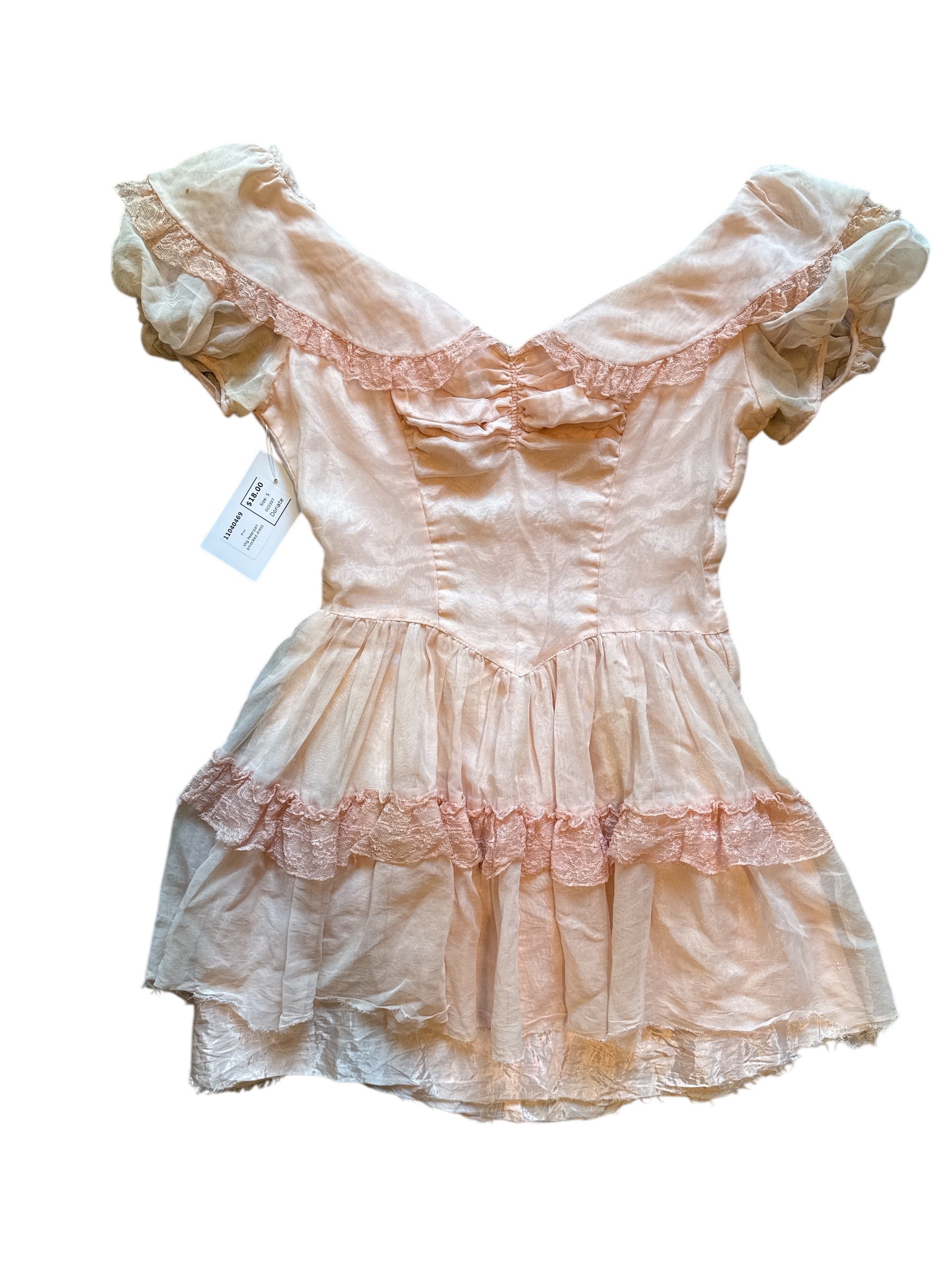Pink  Vtg Peterpan smocked dress, S