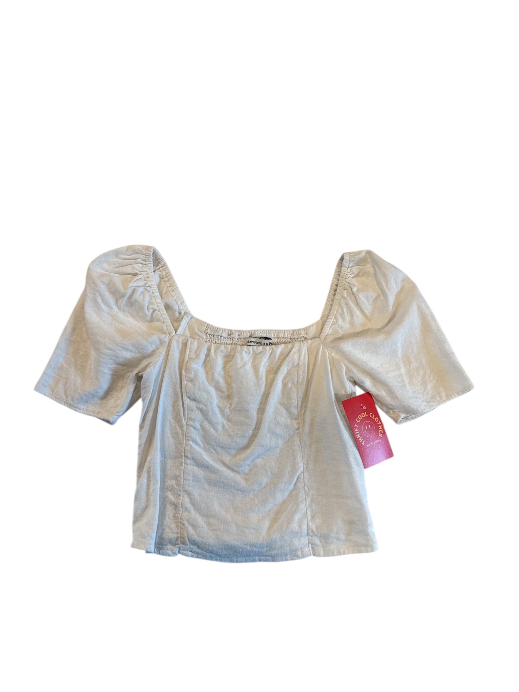 White Abercrombie Ruch puffy sleeve blouse, Xxs
