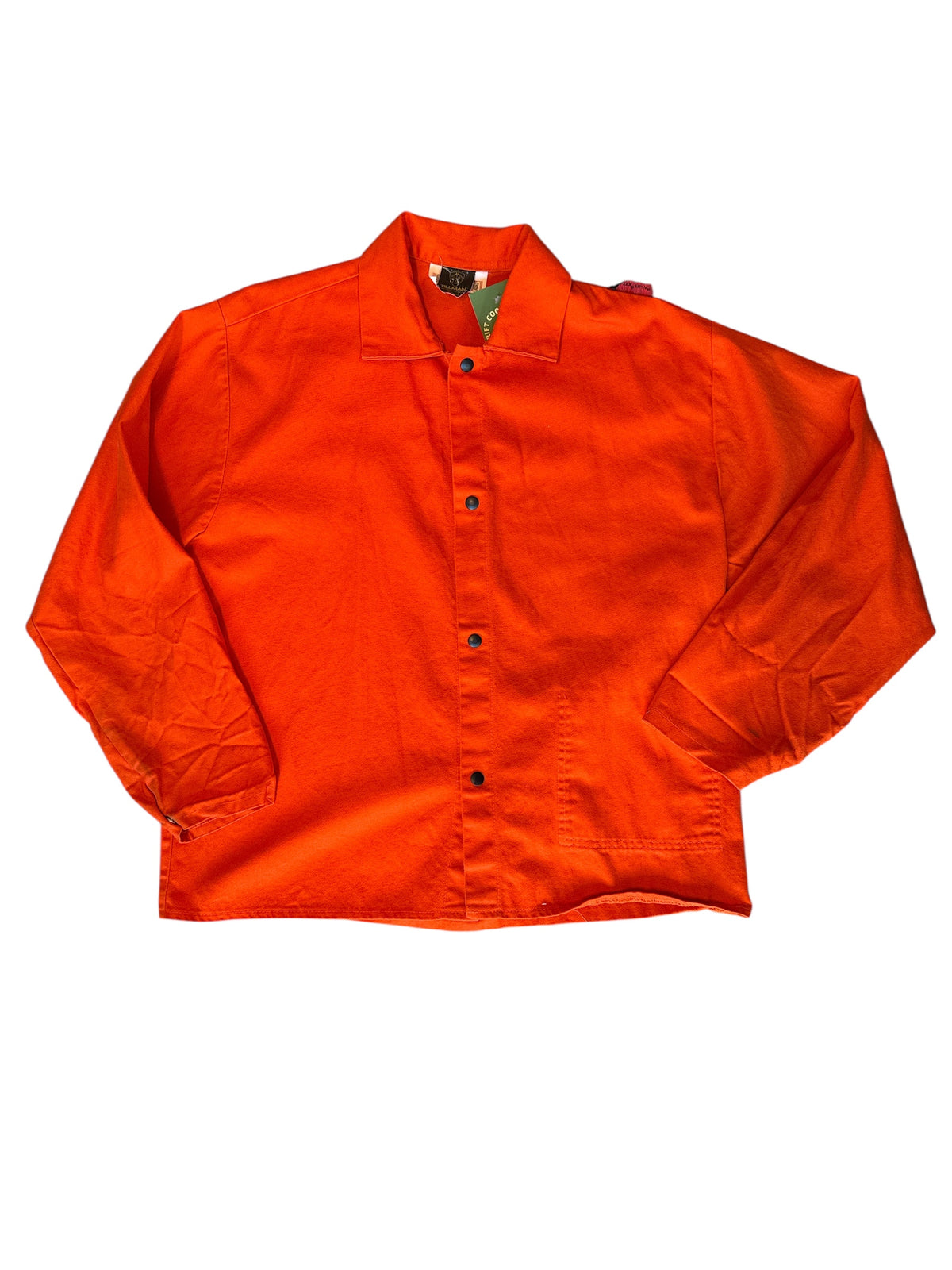 orange tillman long button down jacket, XL