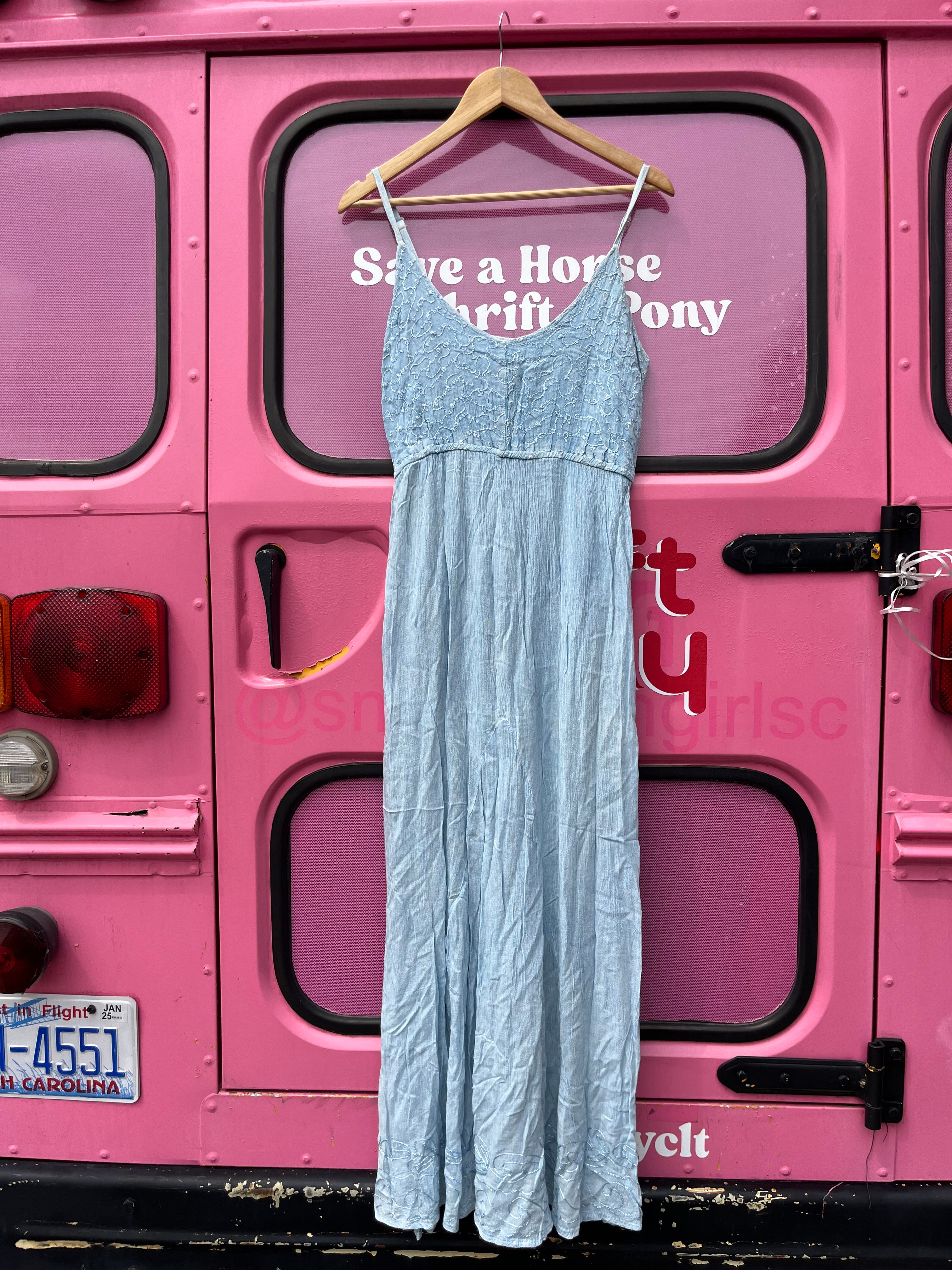 Blue Be beach Embroidered maxi sundress, L