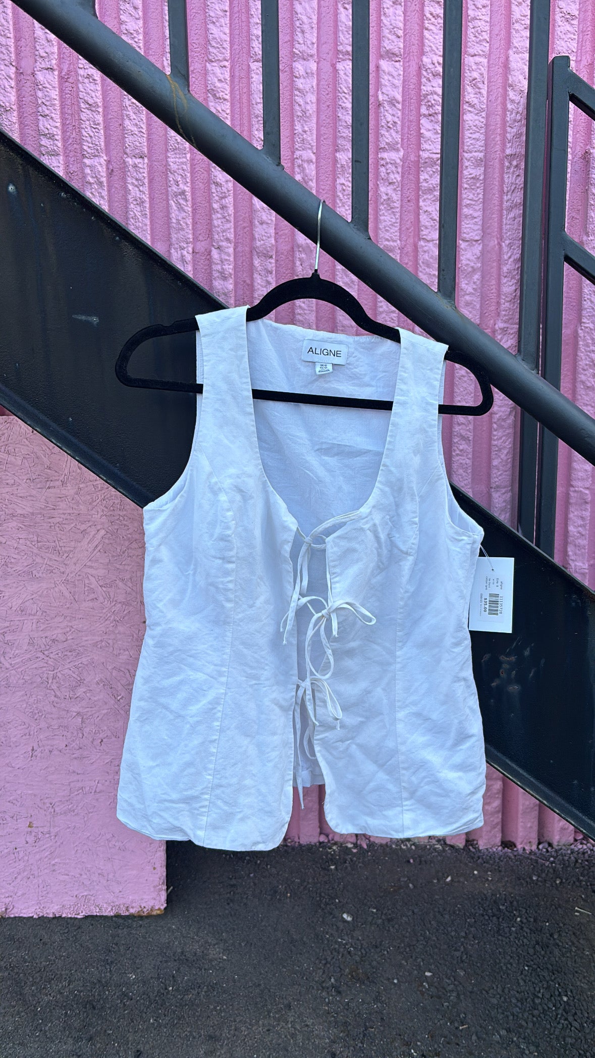 white aligne tie front cotton tank, 8