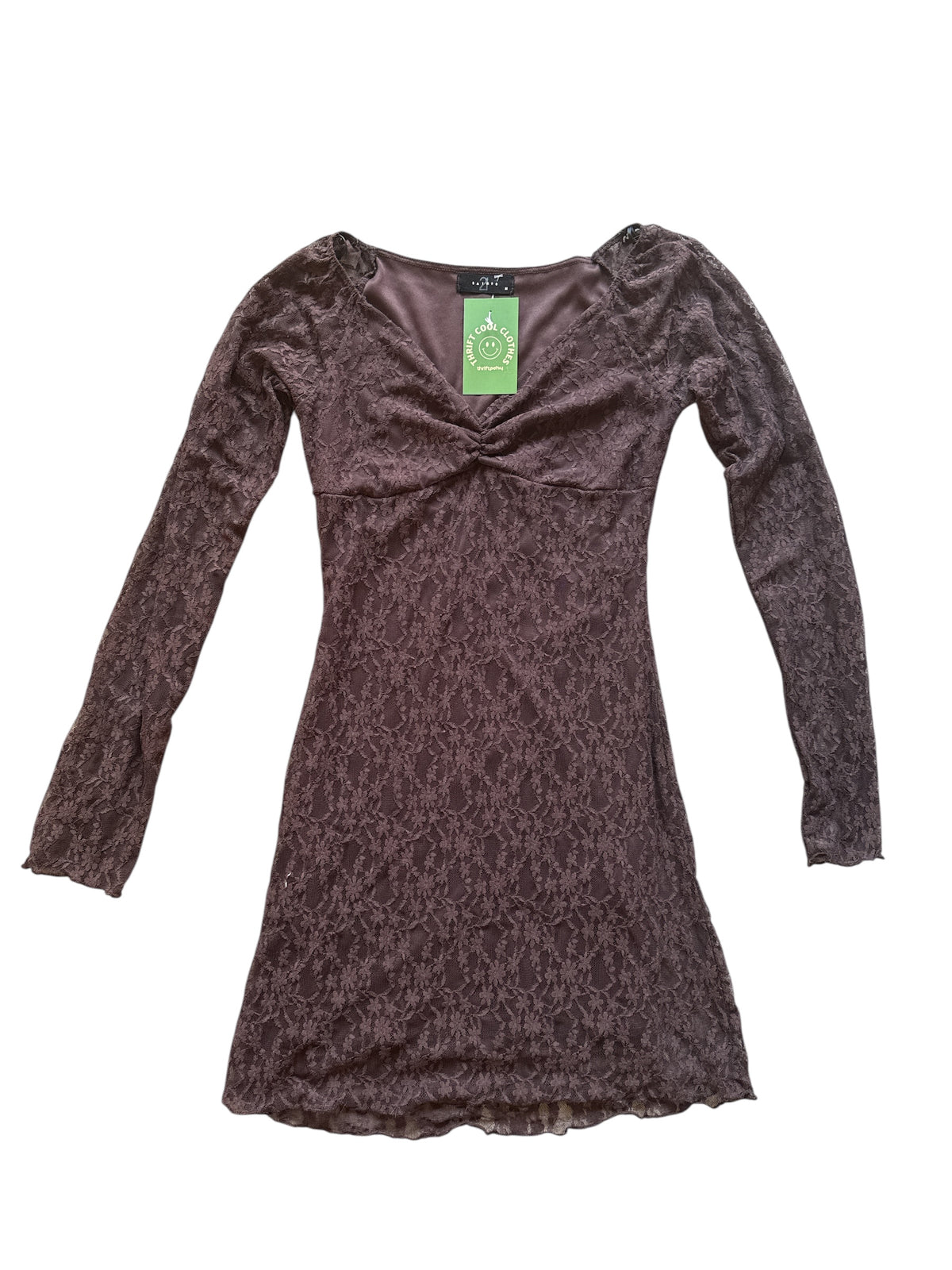 brown 2 saints lace ls dress, m