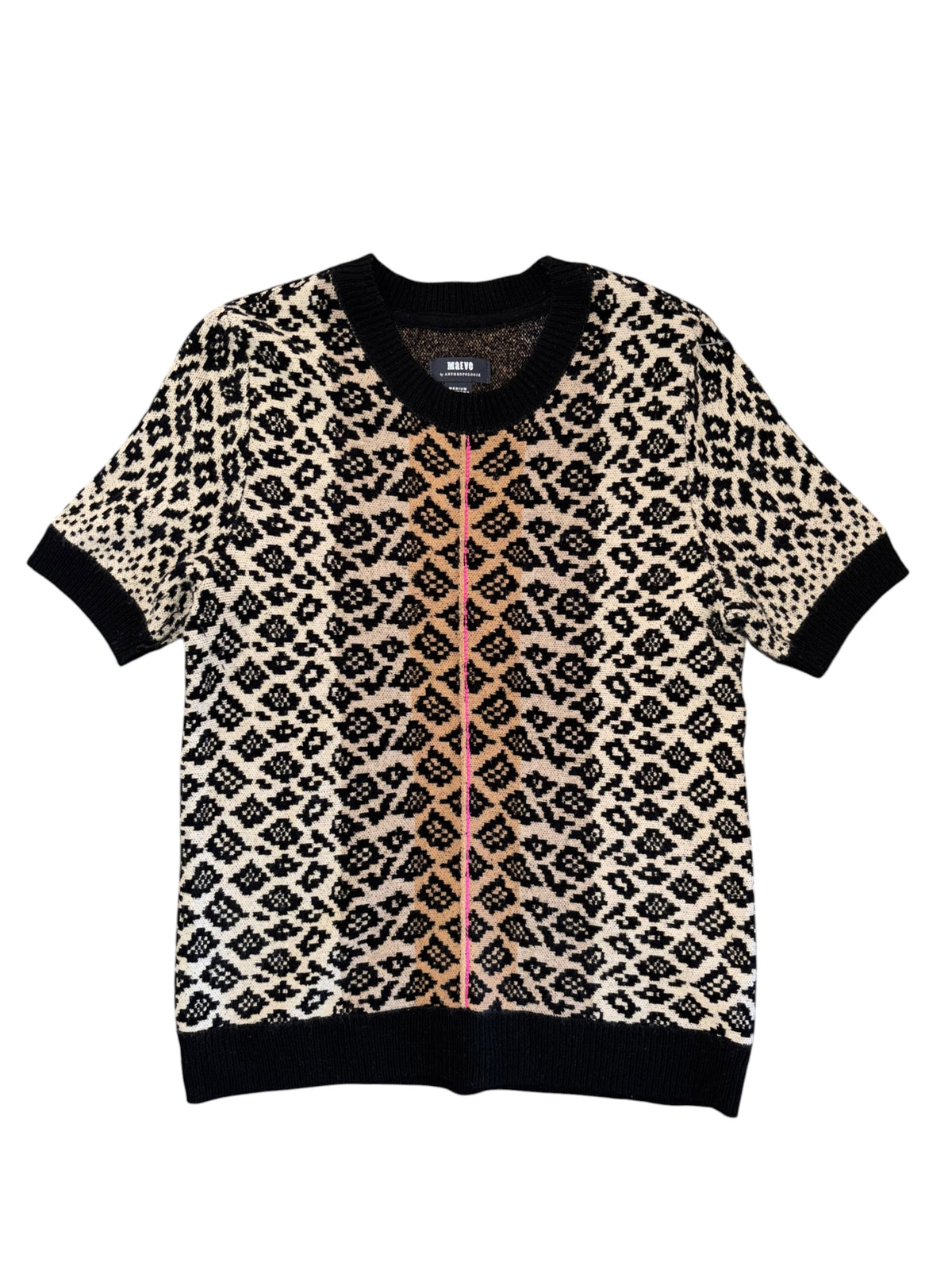tan black pink maeve knit patterned surge seam ss, m