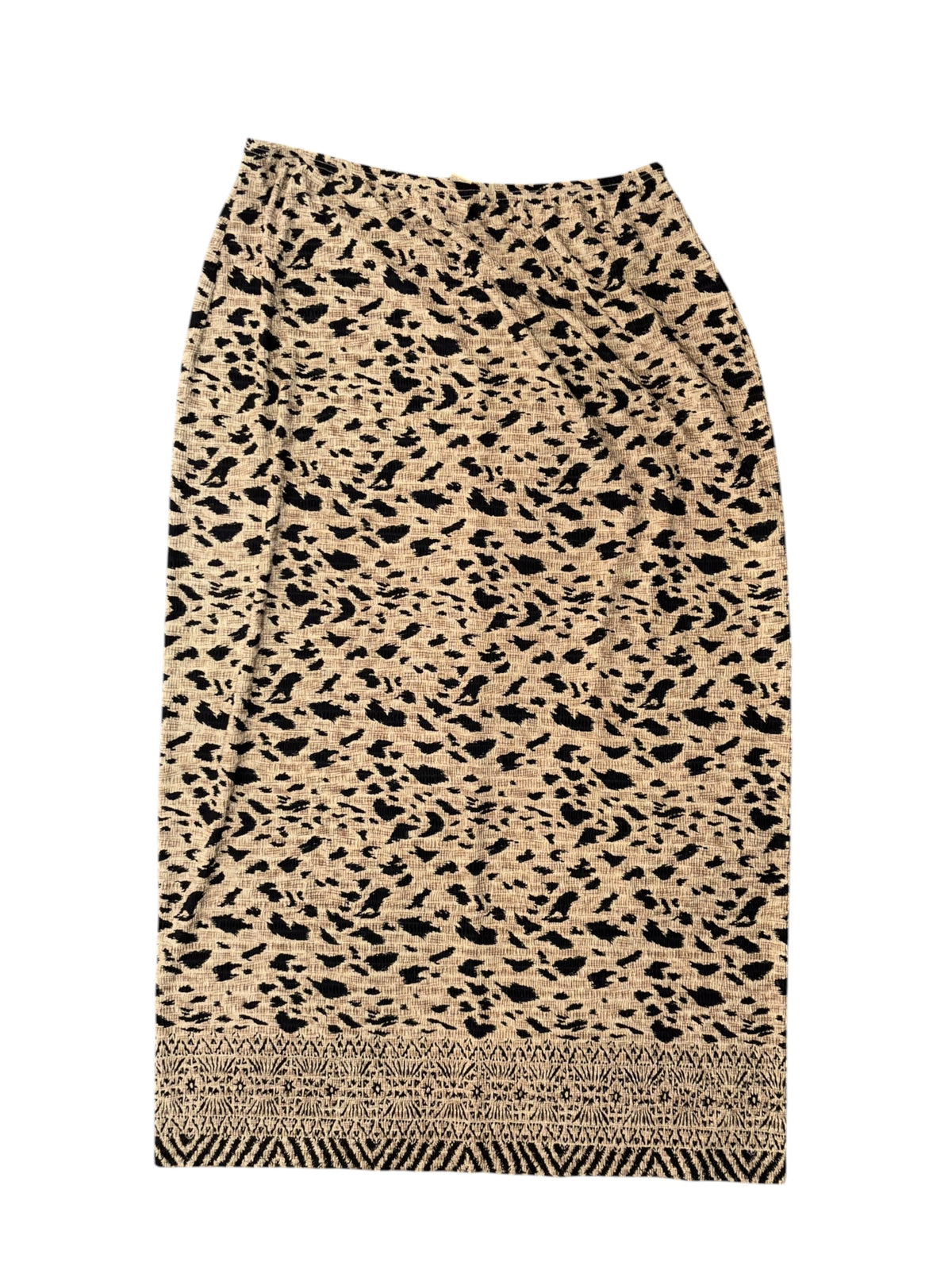brown black pleat pleat animal print vtg maxi skirt, 2x