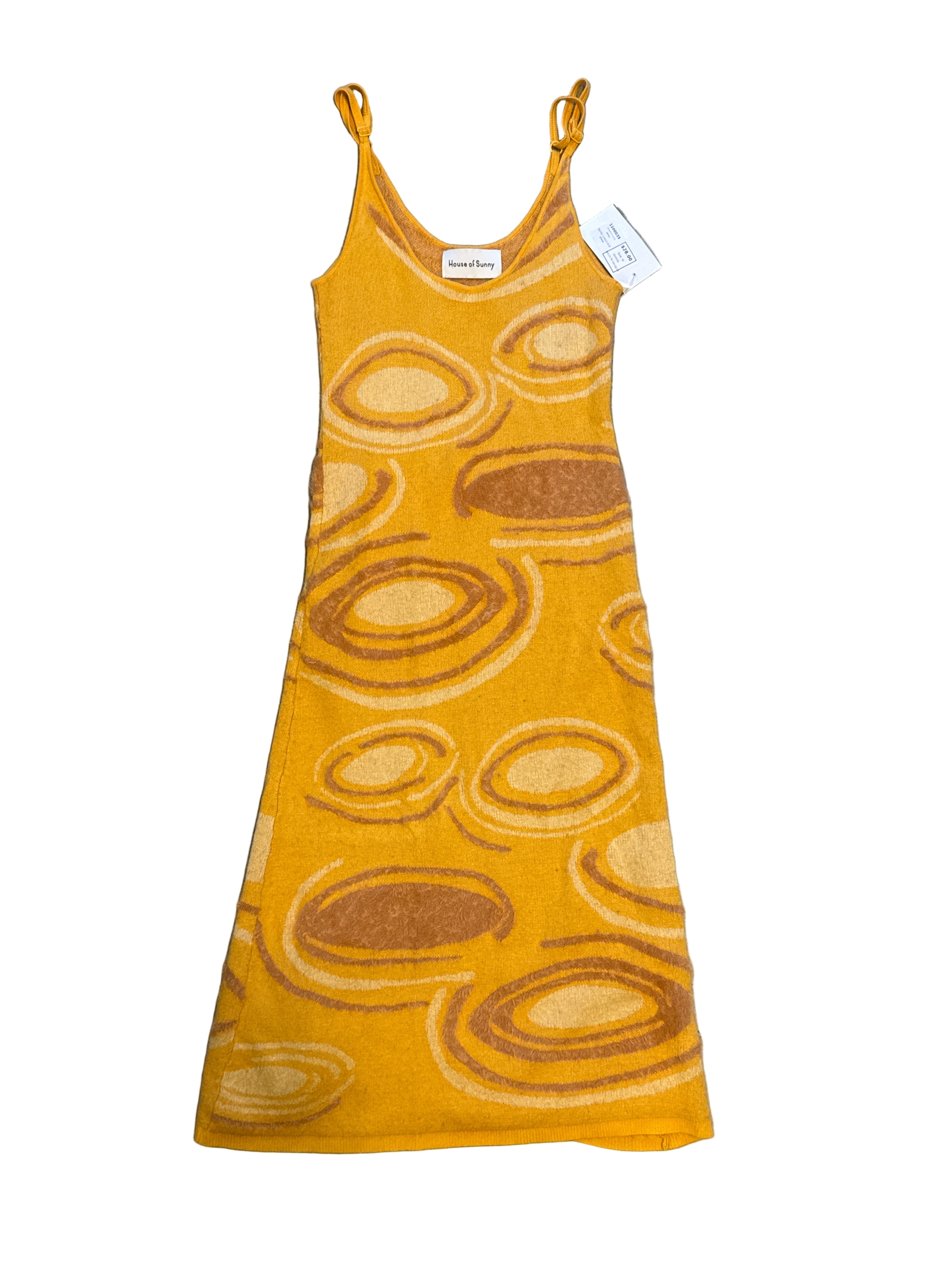 Yellow House of sunny Swirly cutout knit dress, M