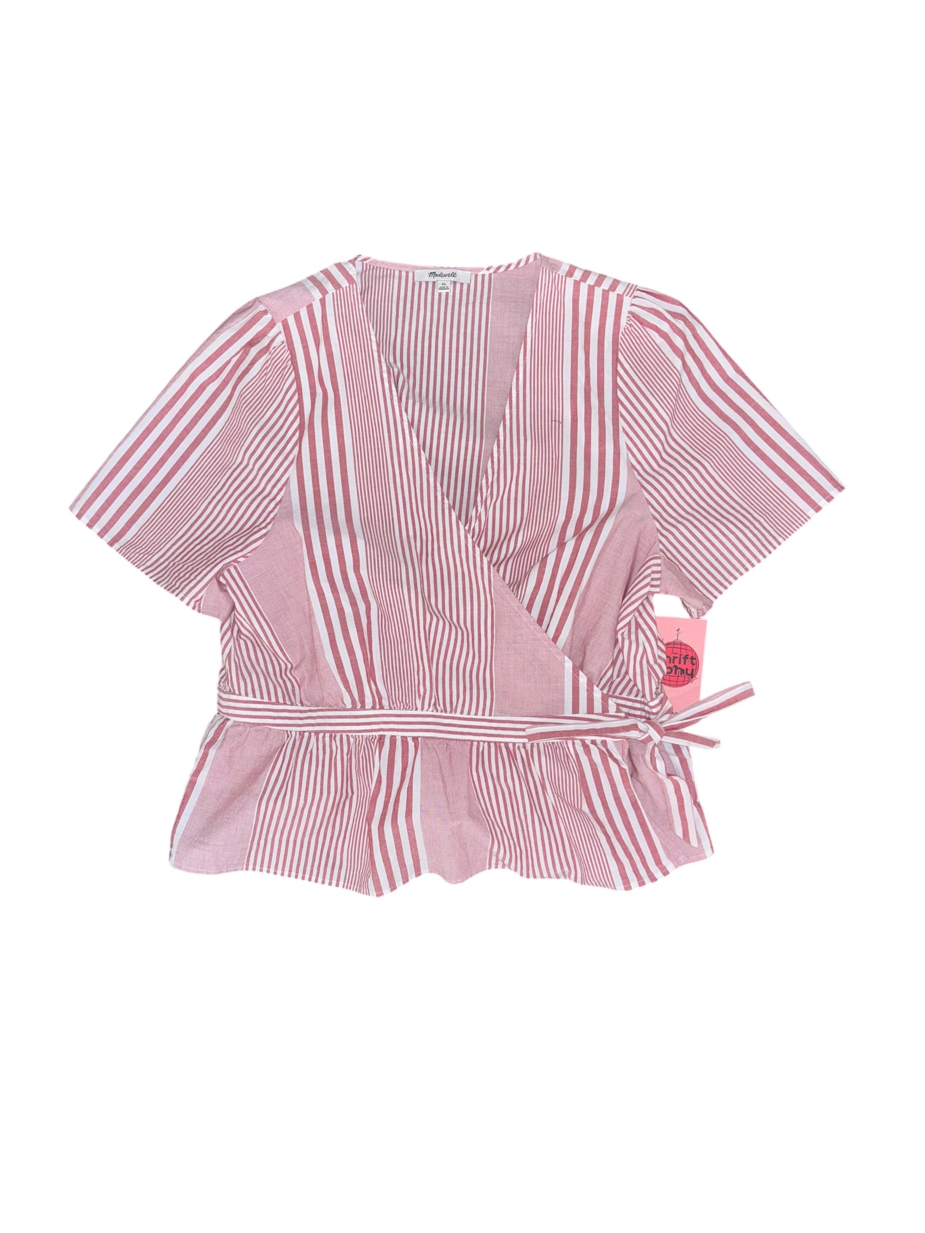 white pink madewell striped wrap, xl