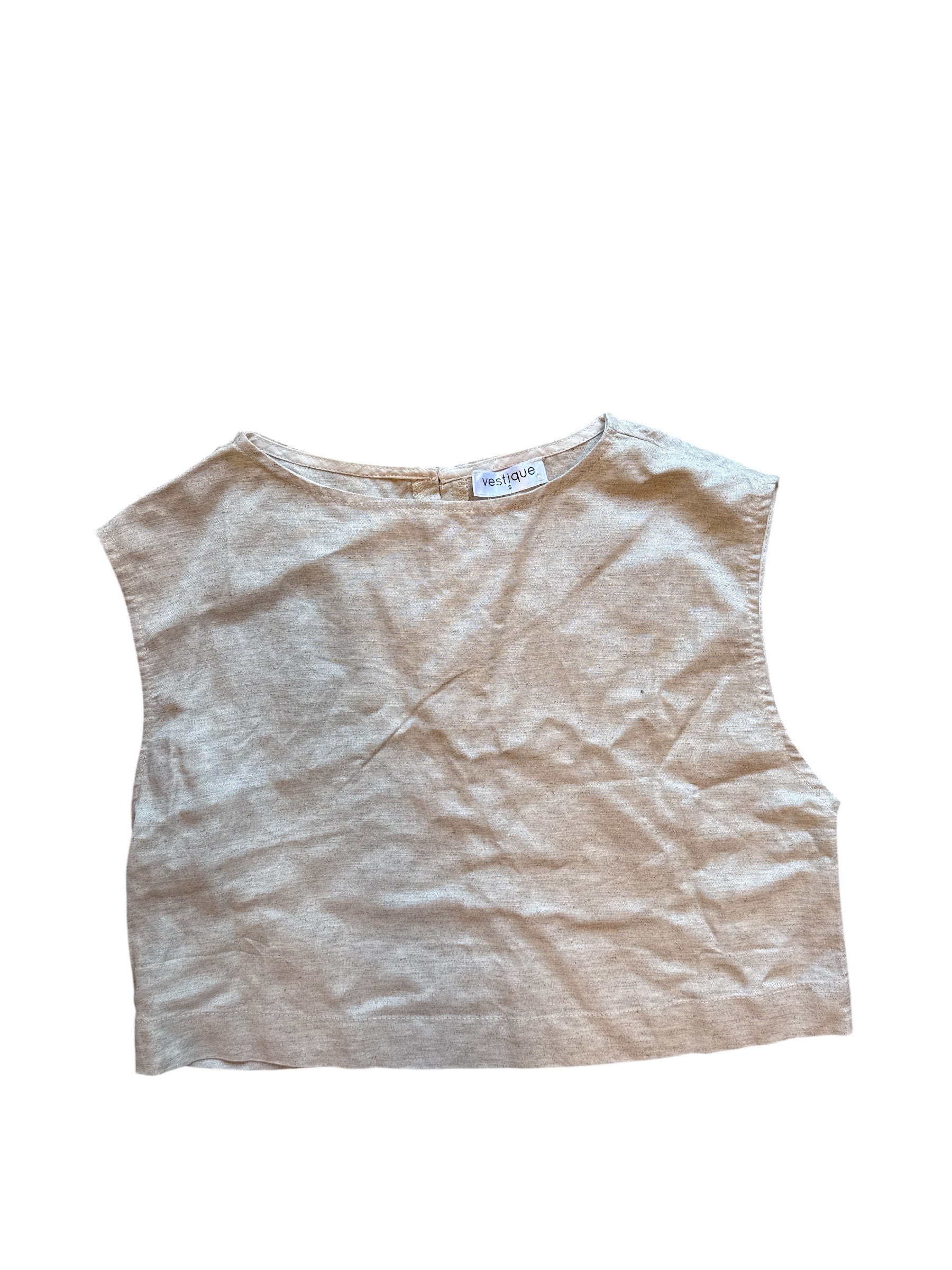 tan vestique linen top, s