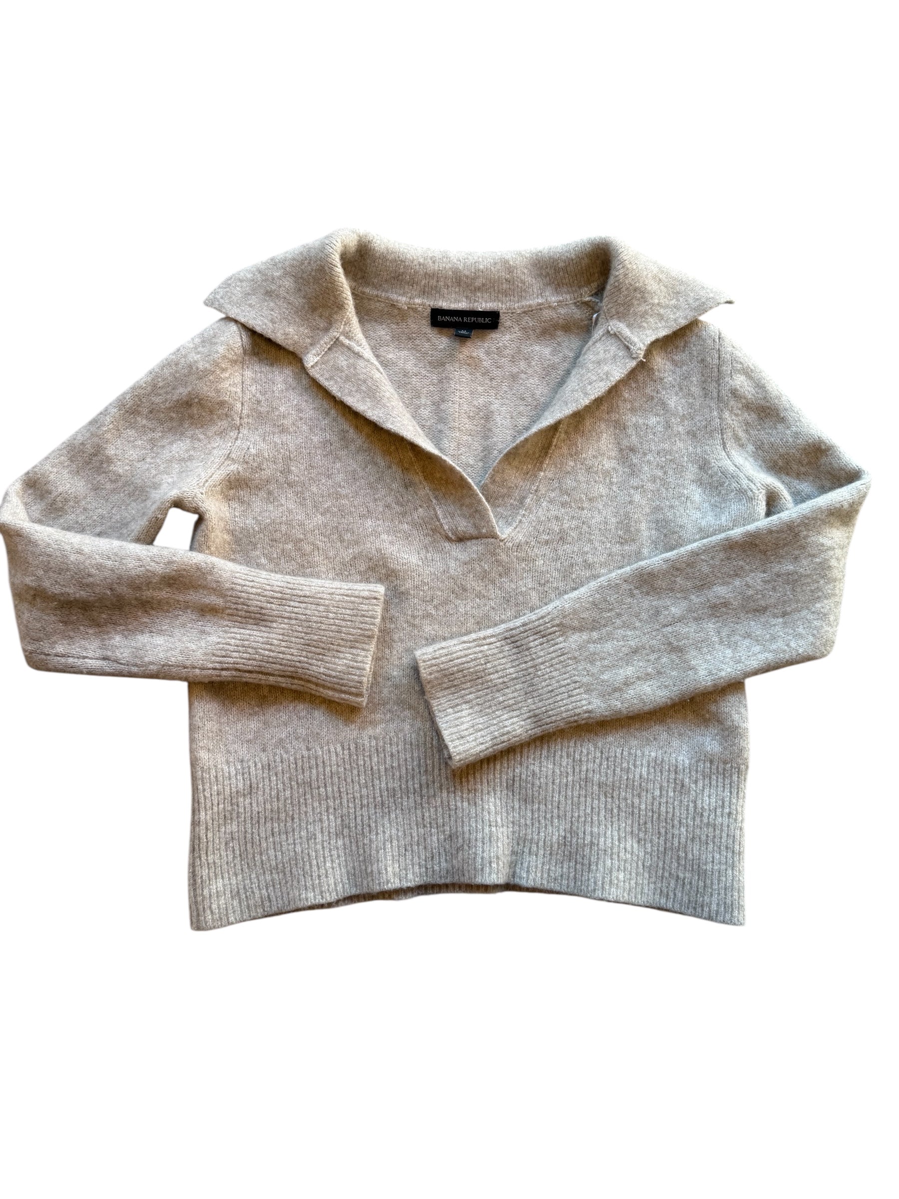 beige banana republic collar sweater, m