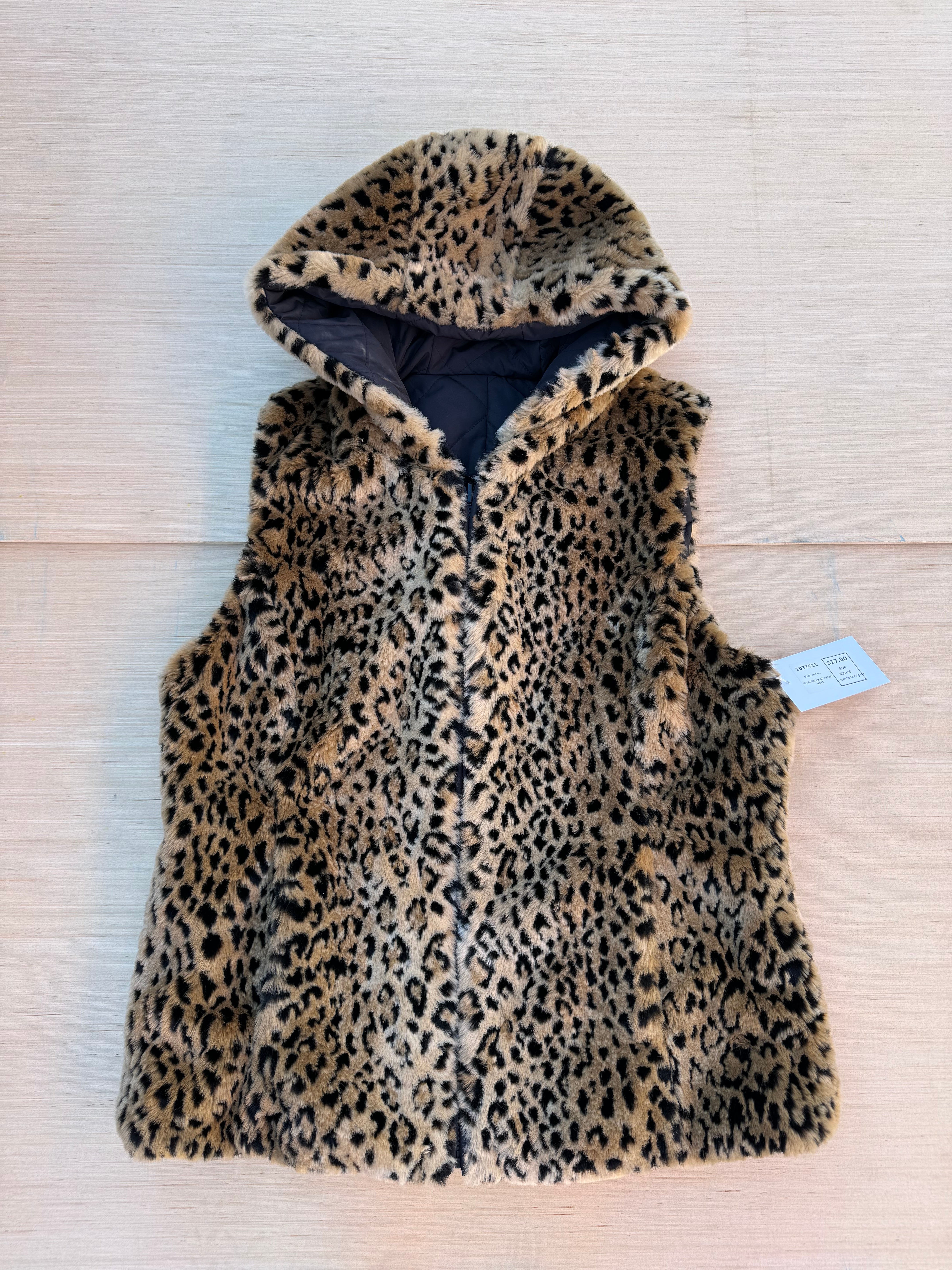 black and brown  reversable cheetah vest
