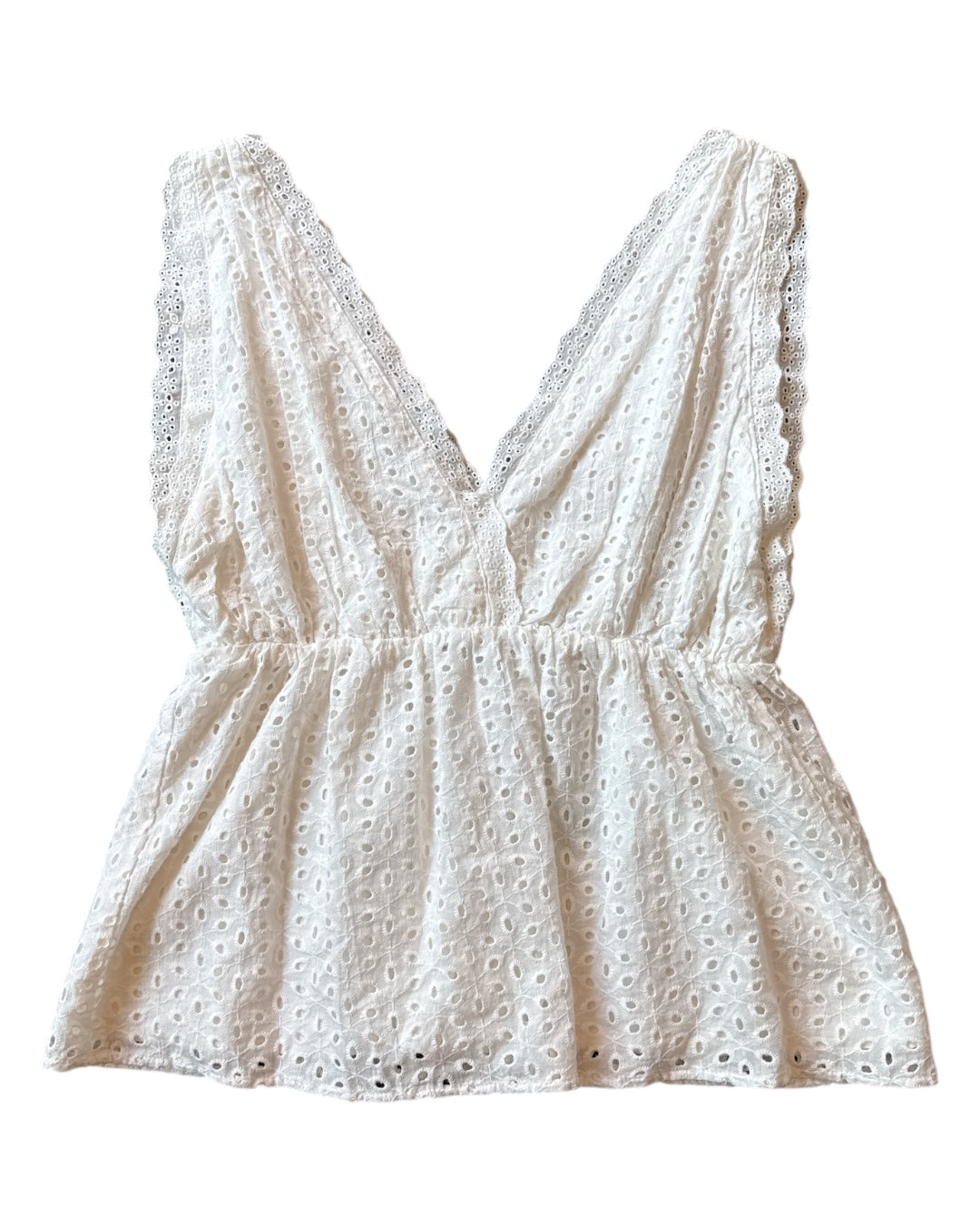 white wishlist apparel eyelet tank, s
