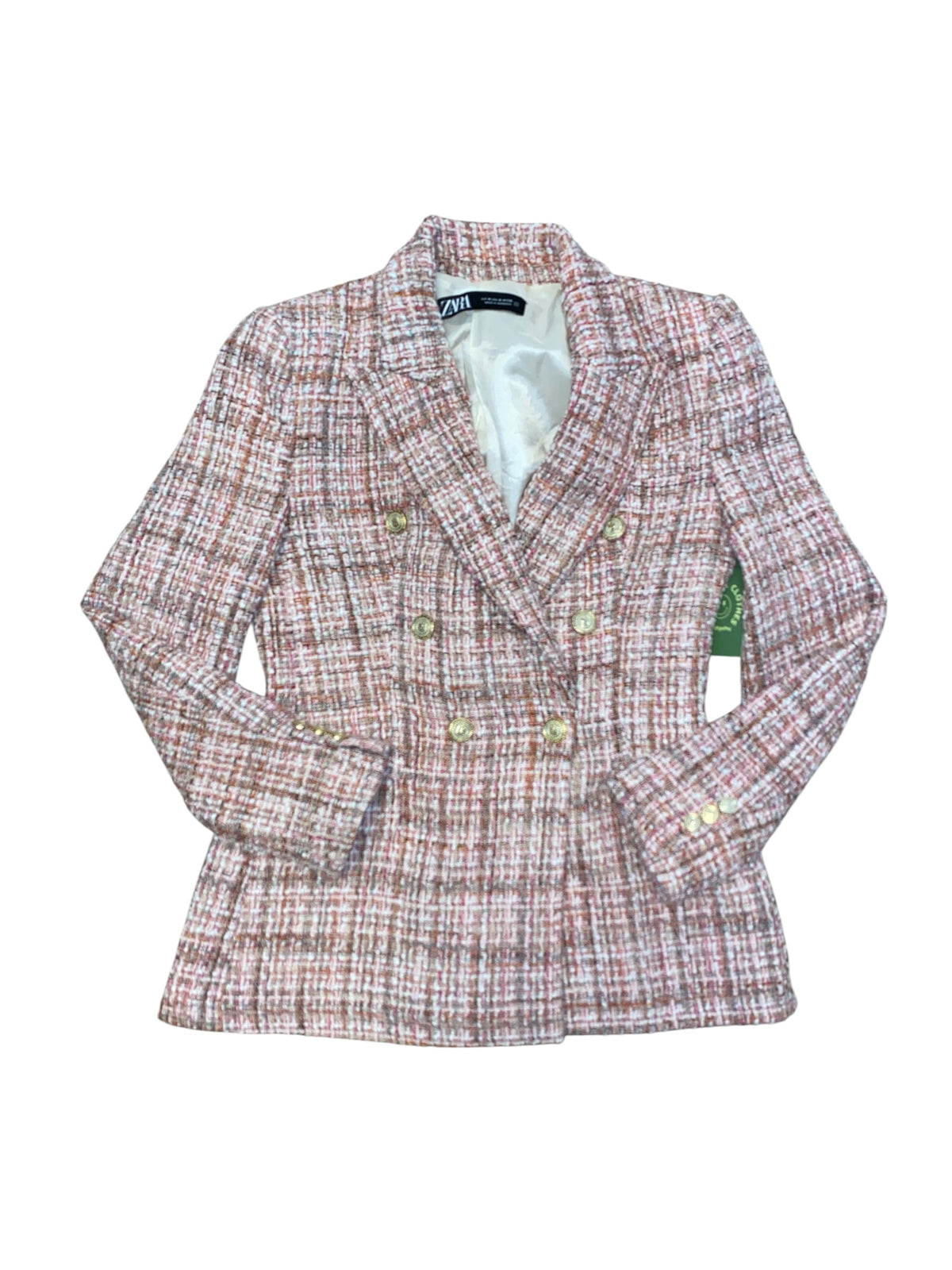 Pink Zara Tweed double breasted jacket, M
