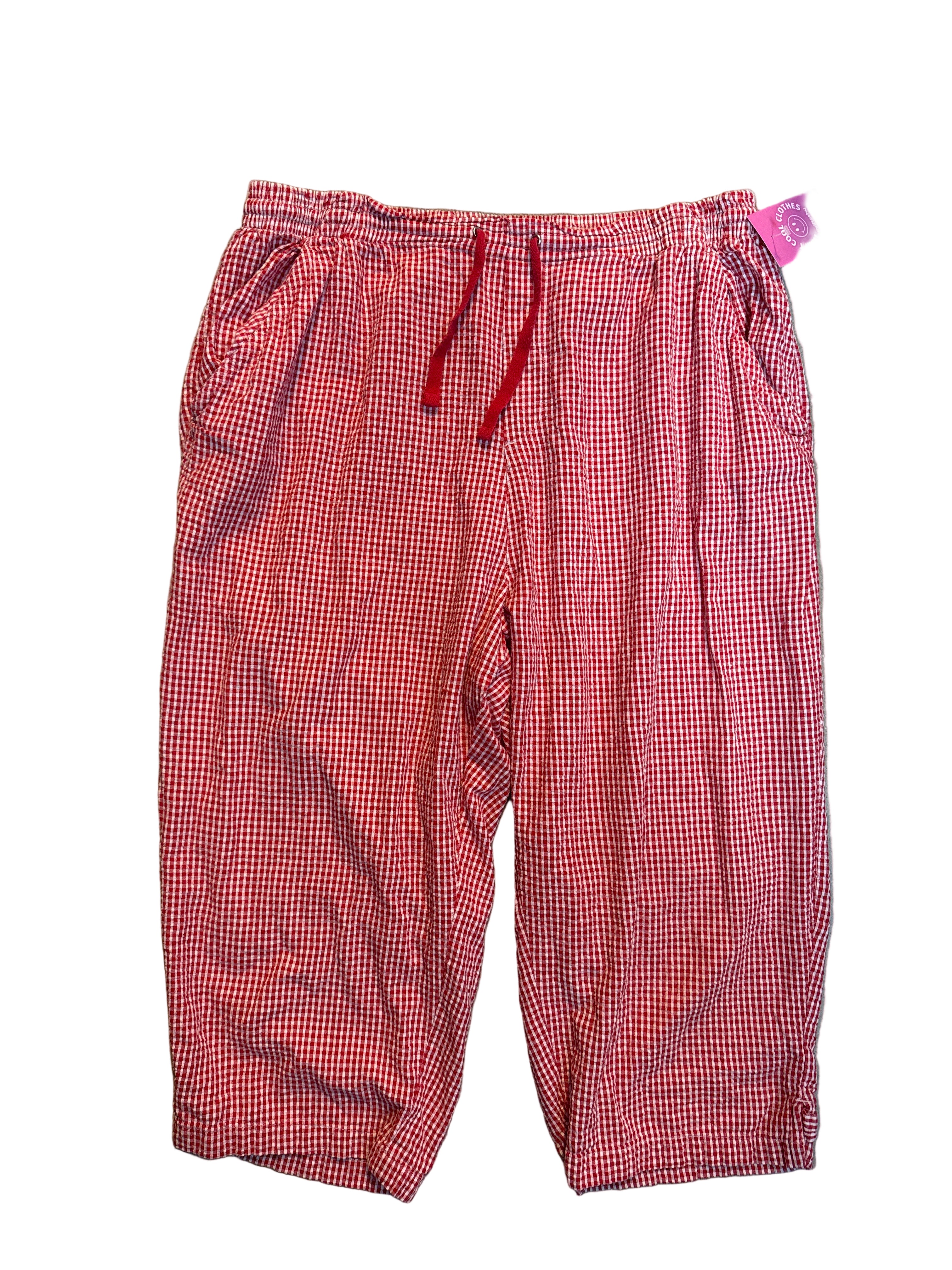 red white george & martha gingham drawstring pants, 20 (fits like XL(