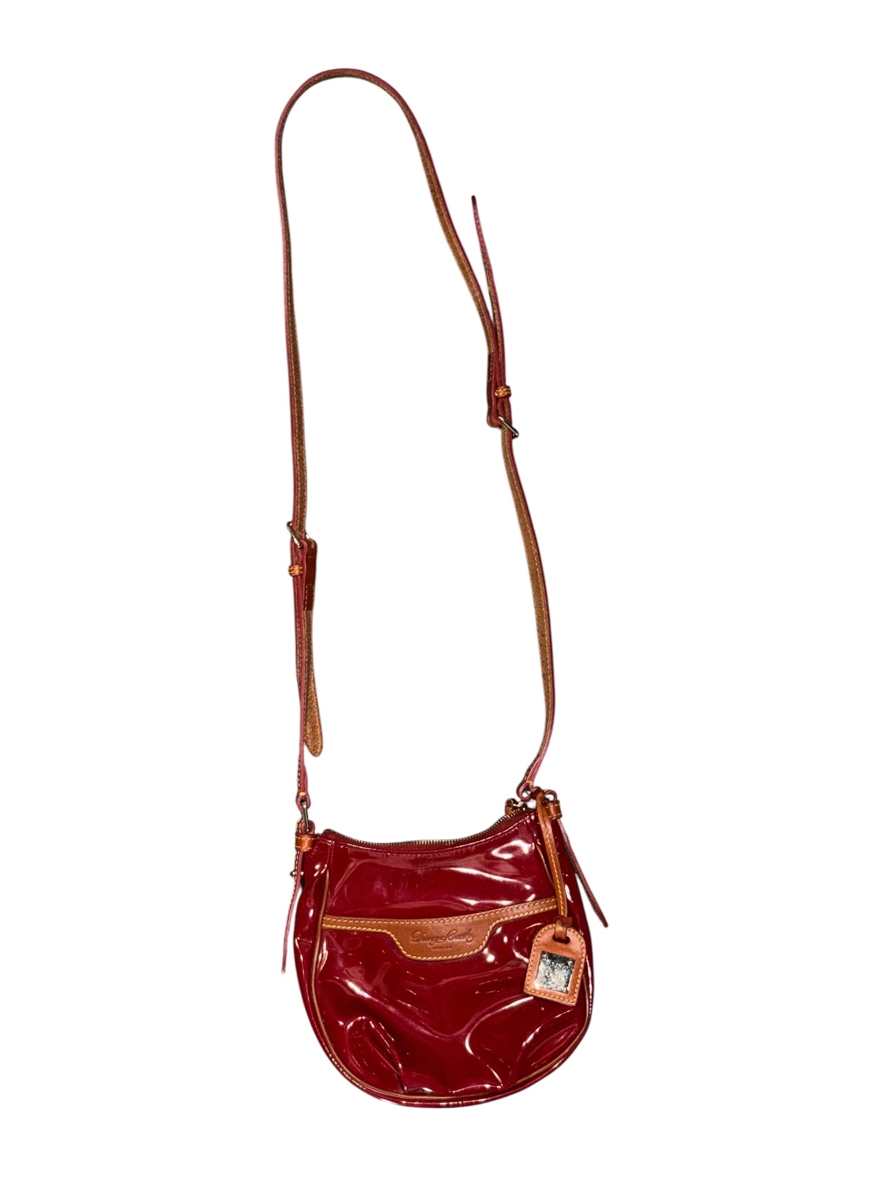red brown dooney and bourke patent crossbody