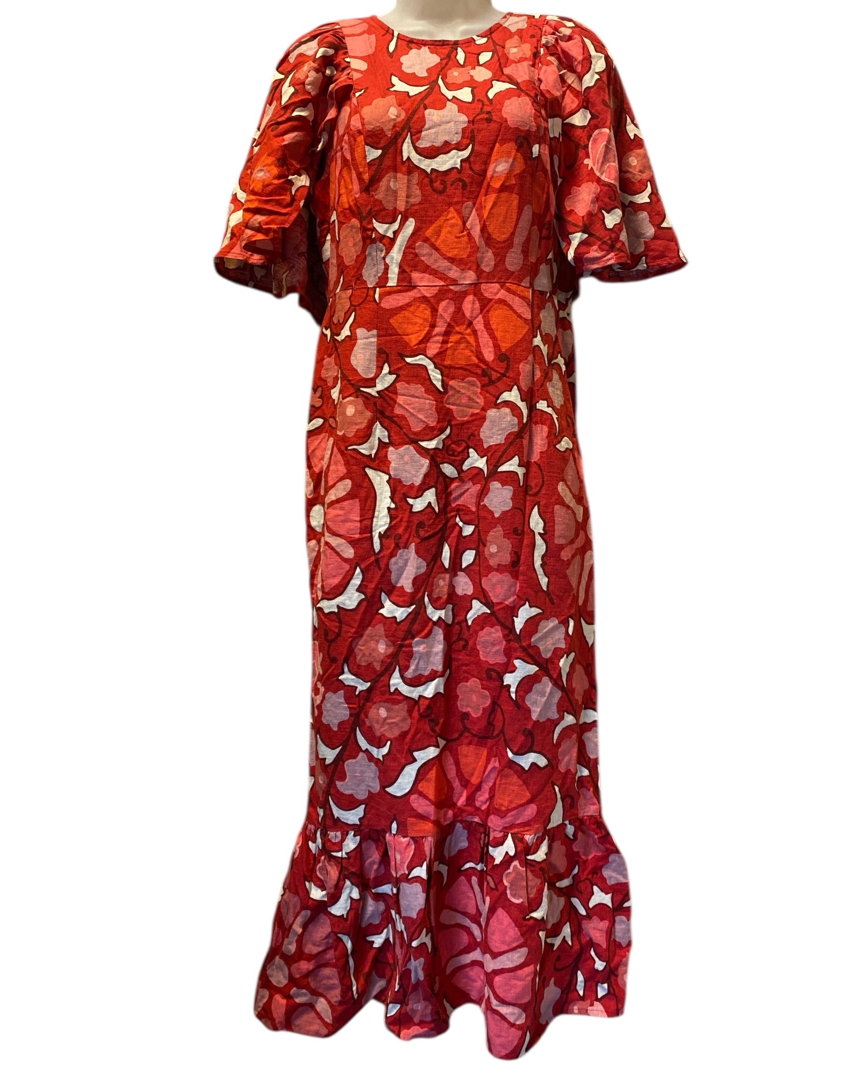 pink red rhode floral ruffle ss dress, 10