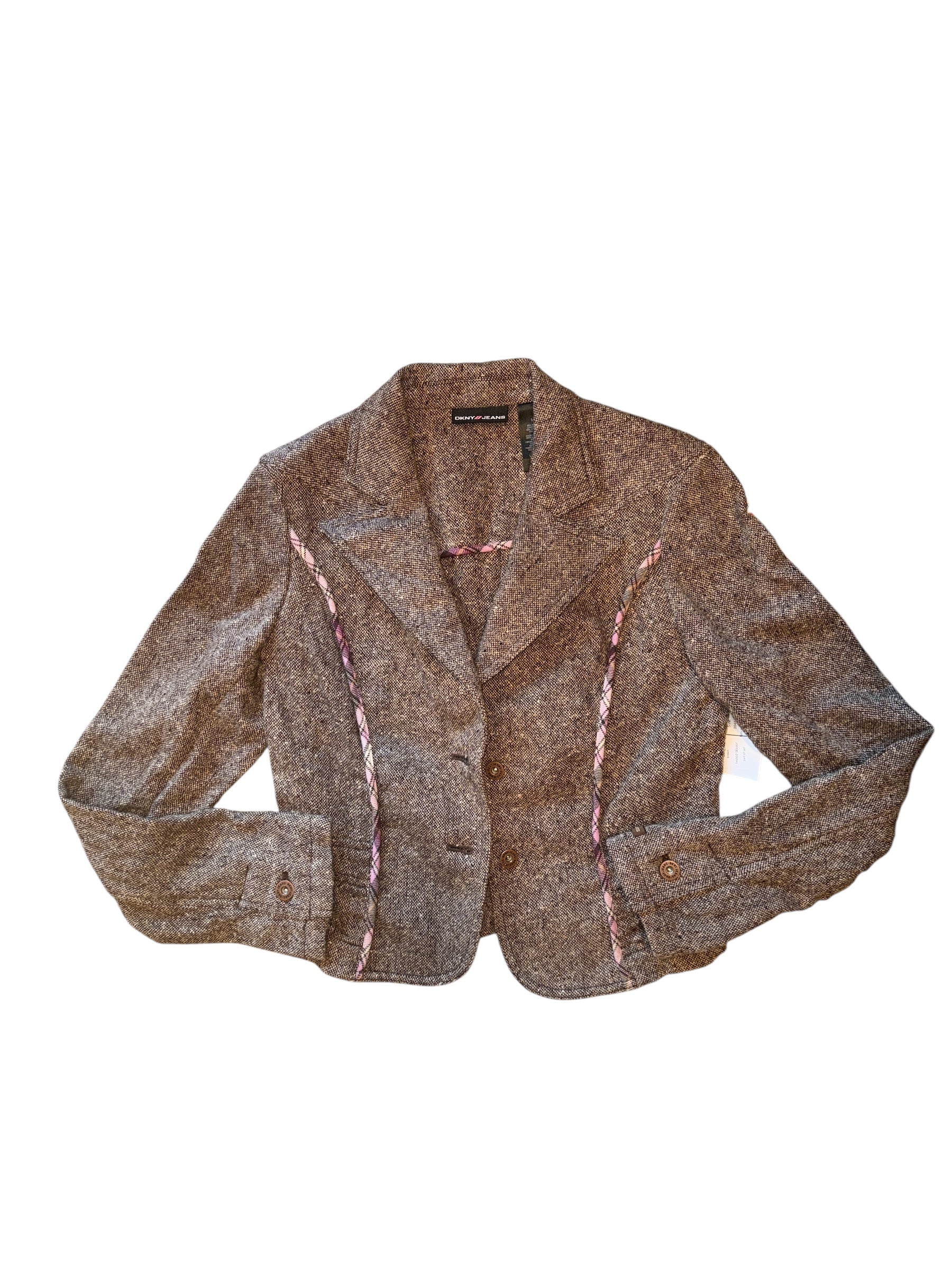 brown dkny tweed blazer, m
