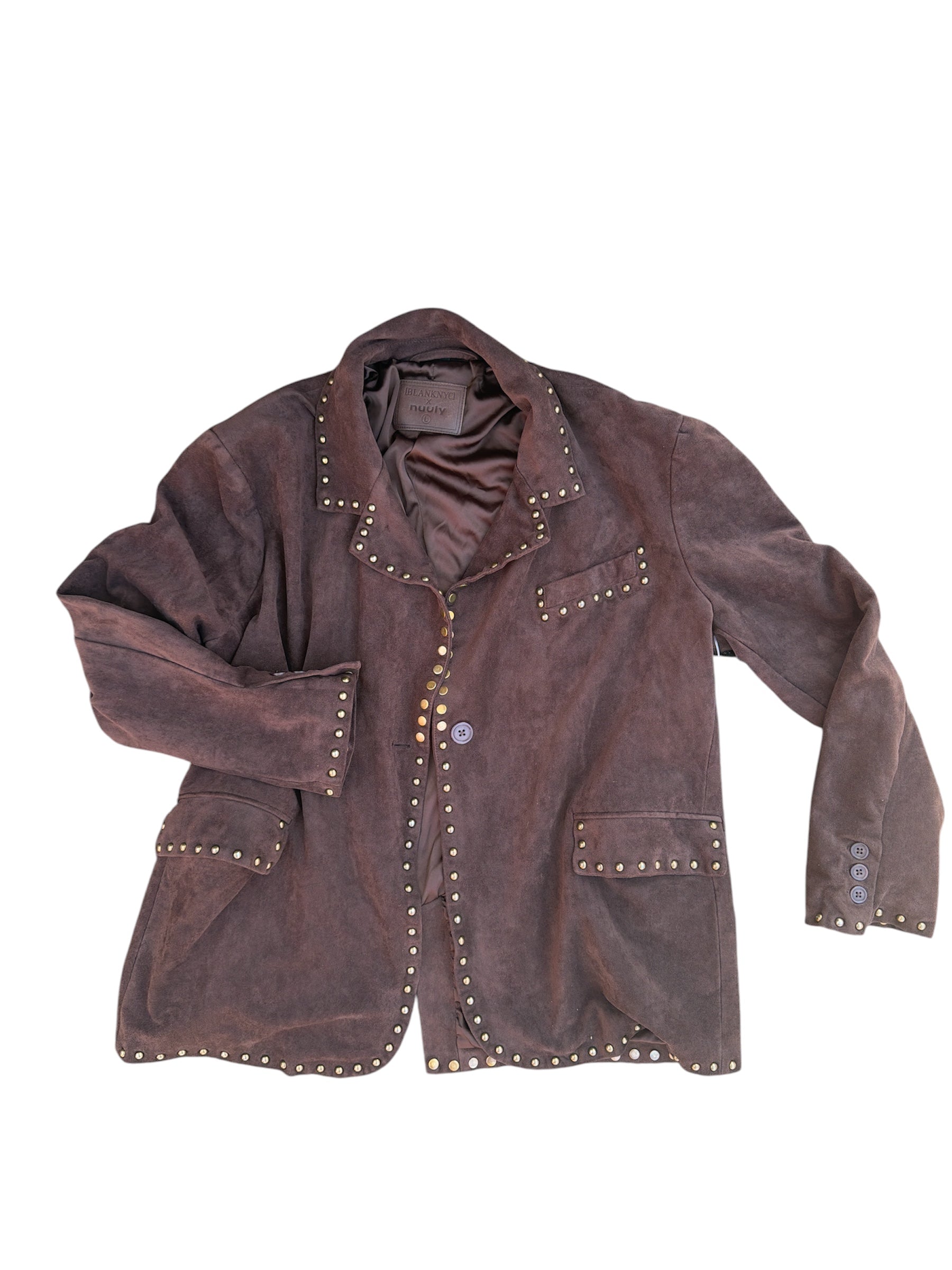 brown gold blank nyc suede studded jacket, L