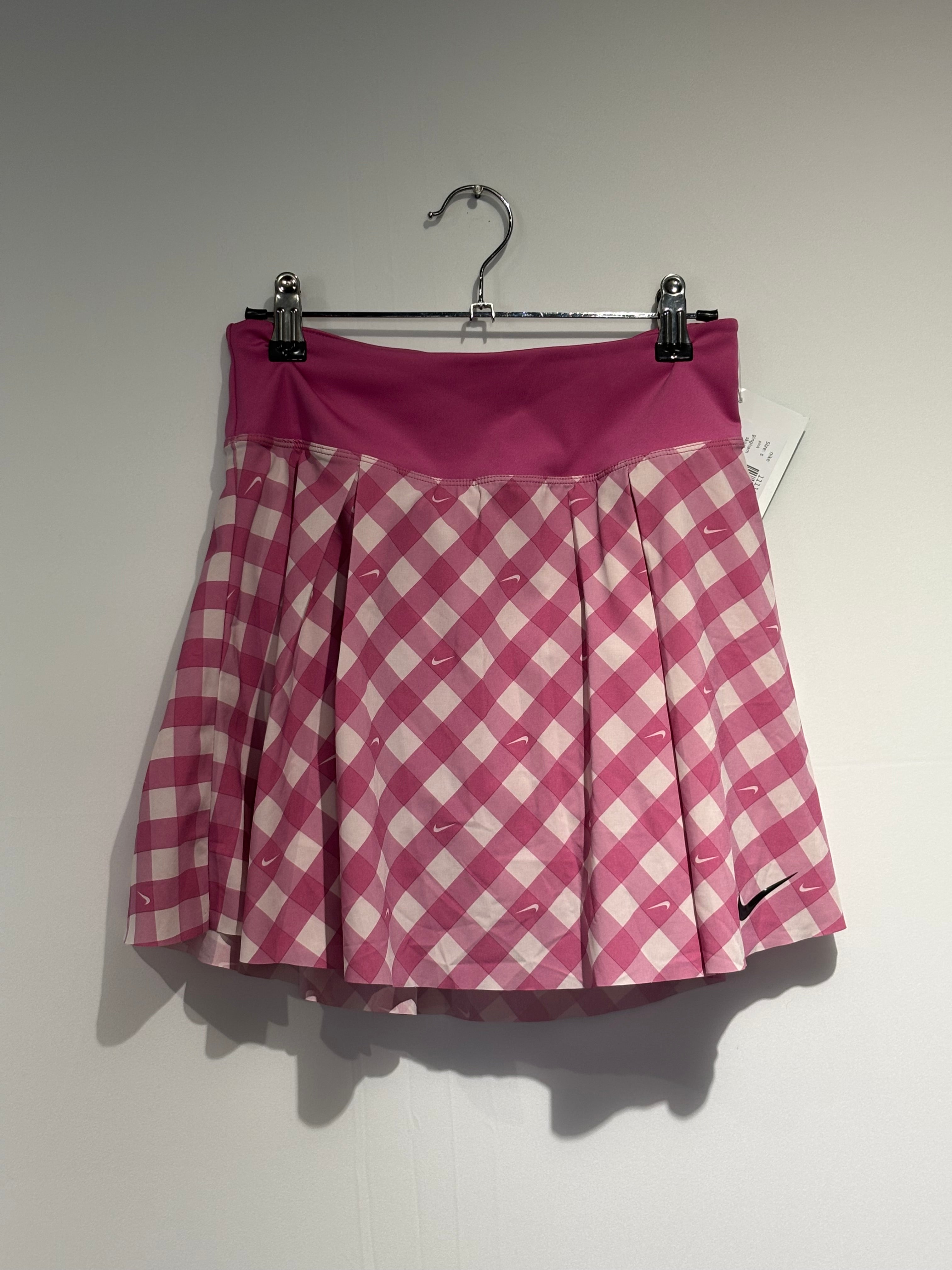pink nike gingham skort, s