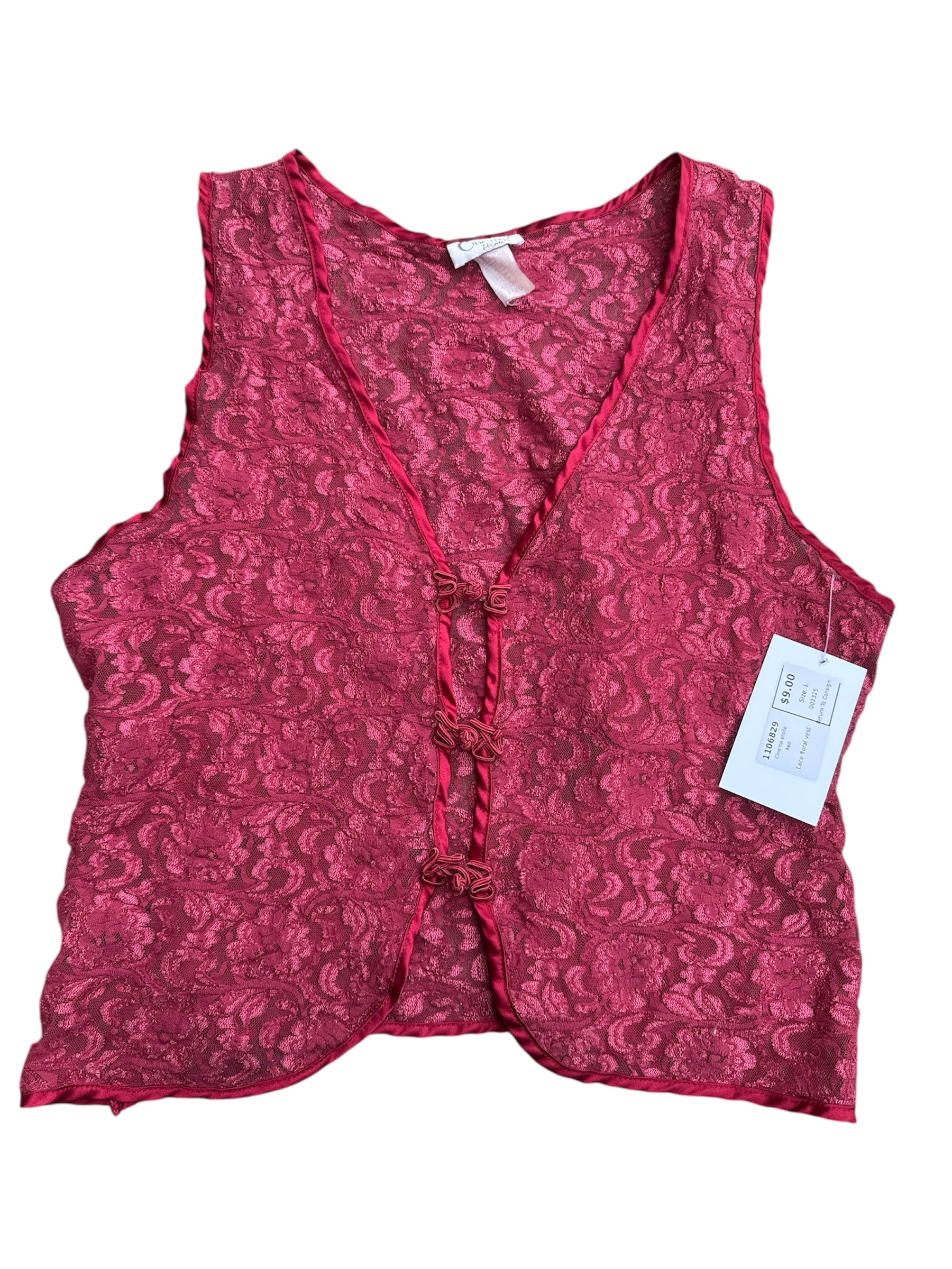 Red Cinema etoile Lace floral vest, L
