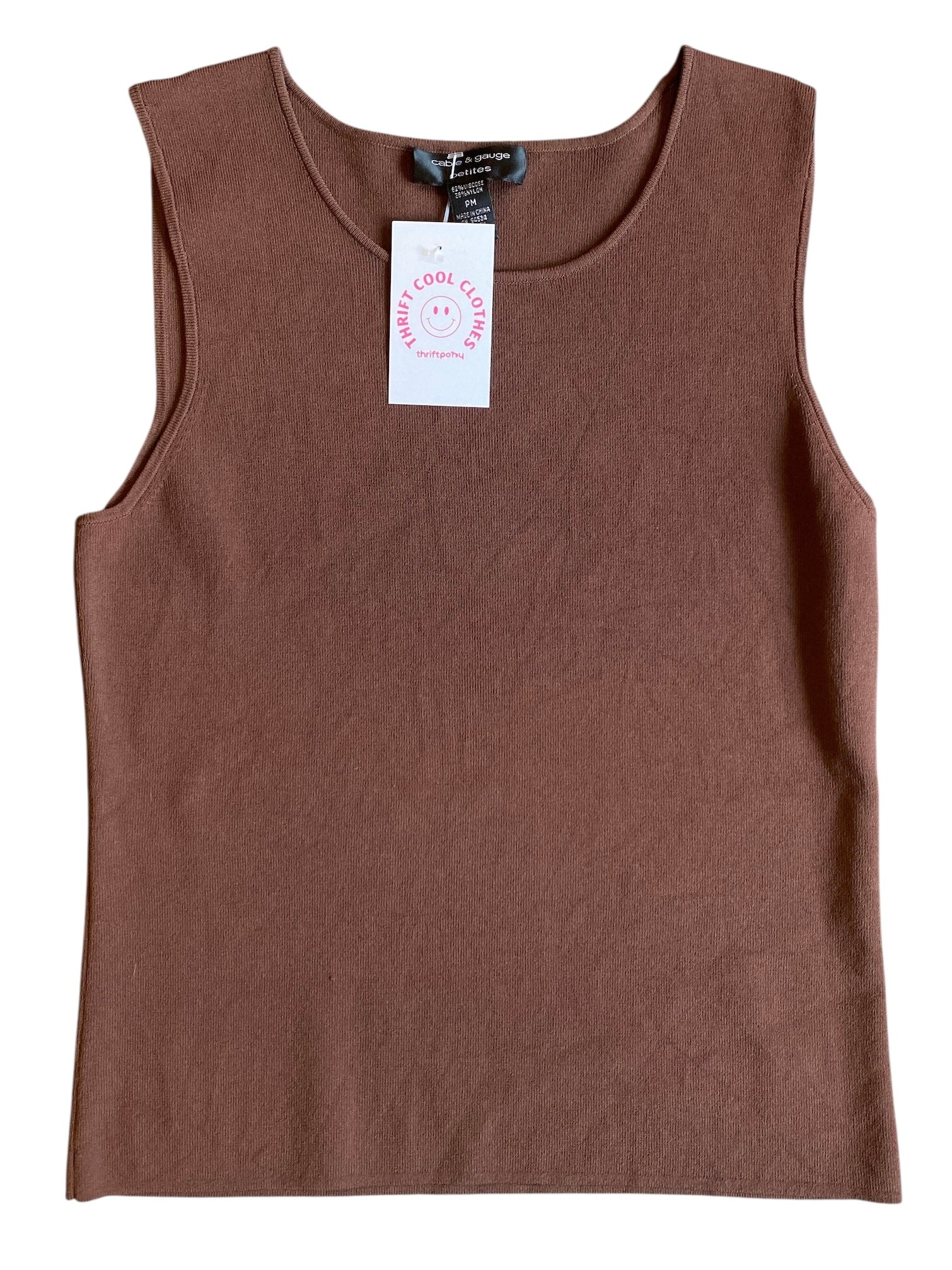 Brown Cable & gauge Ribbed tank top, PM