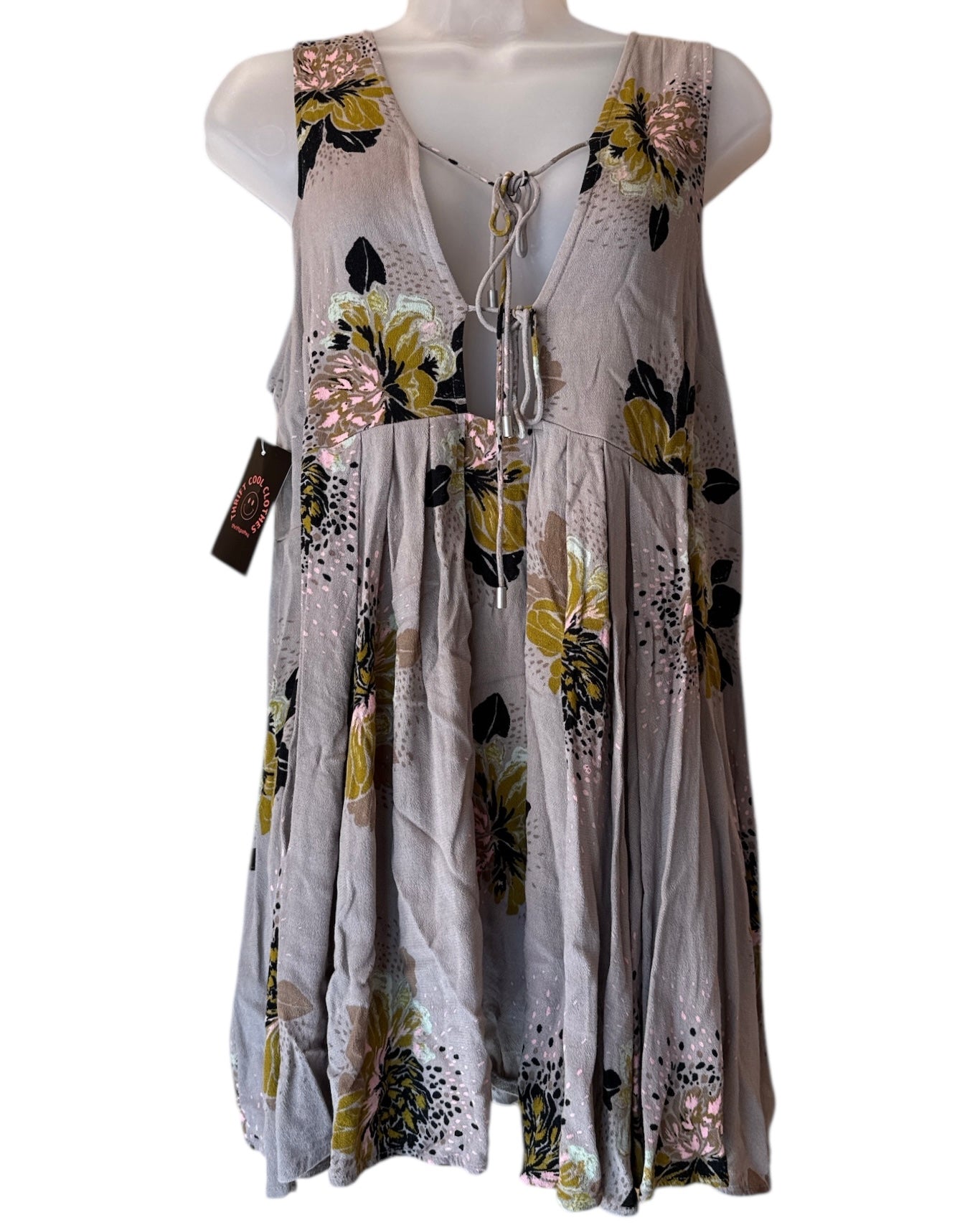 rust free people floral open back short dress, M