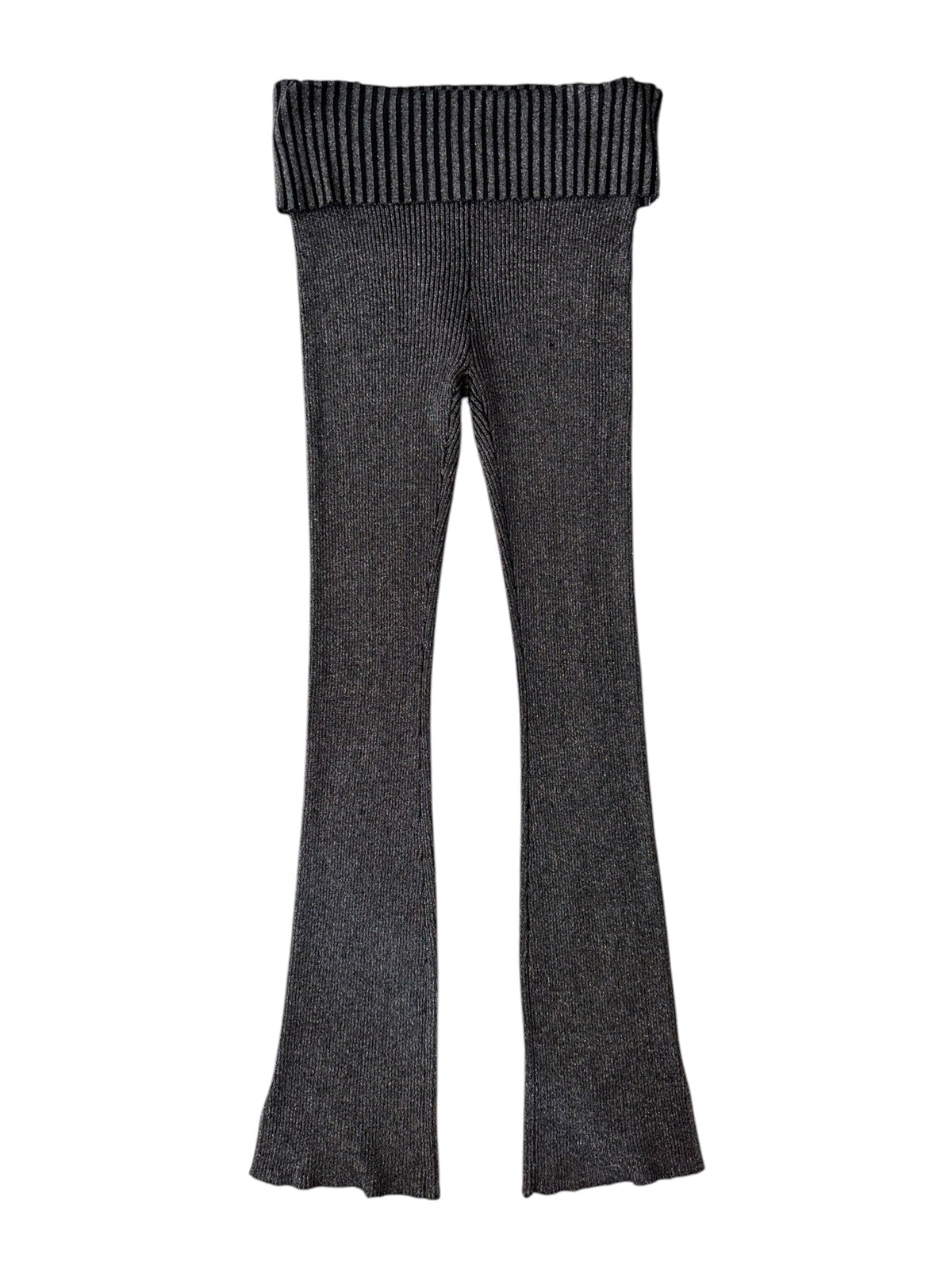 silver black rita ora x primark metallic ribbed fold over yoga pant, m