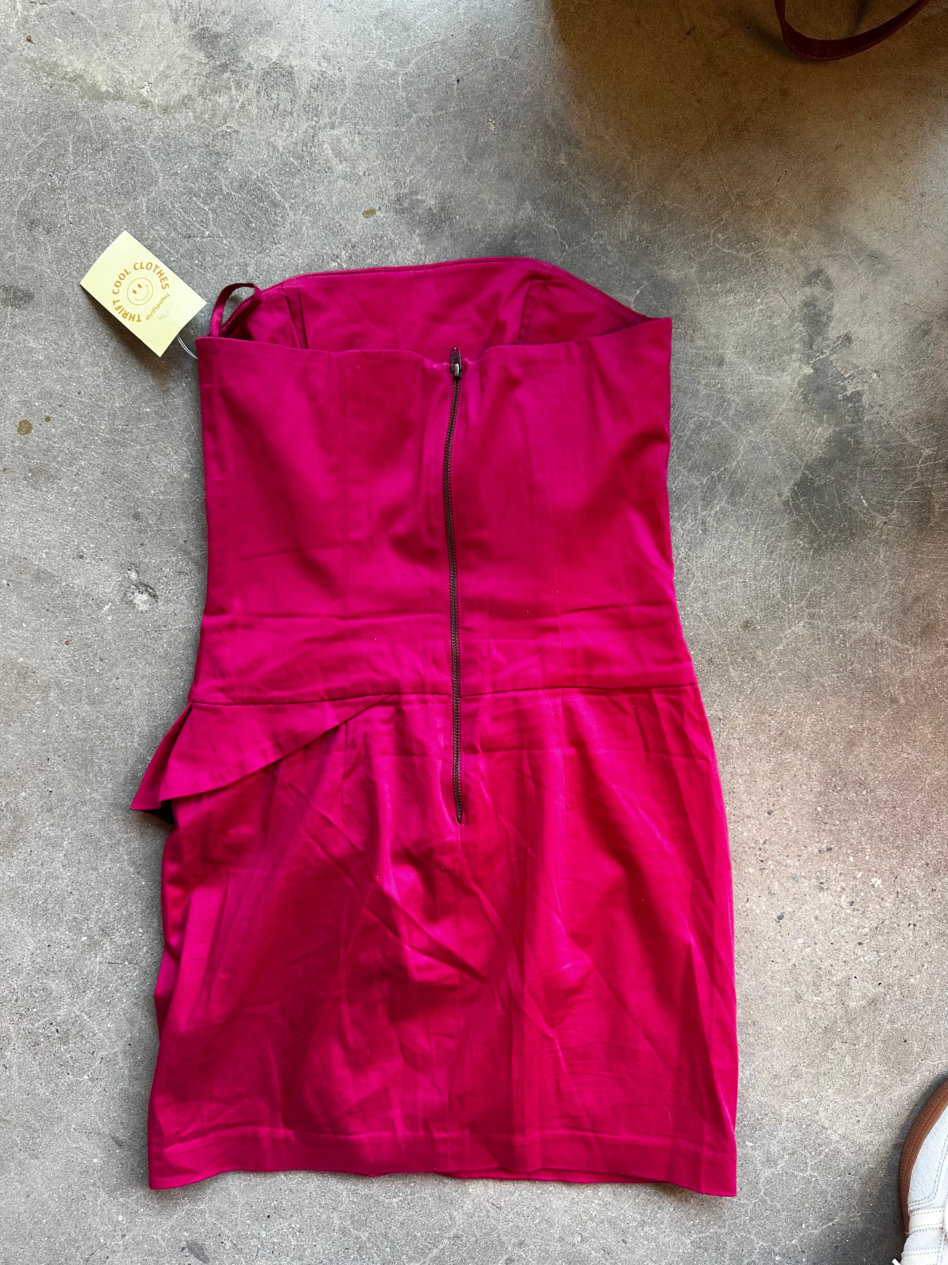 magenta french connection strapless mini dress w bow, 6