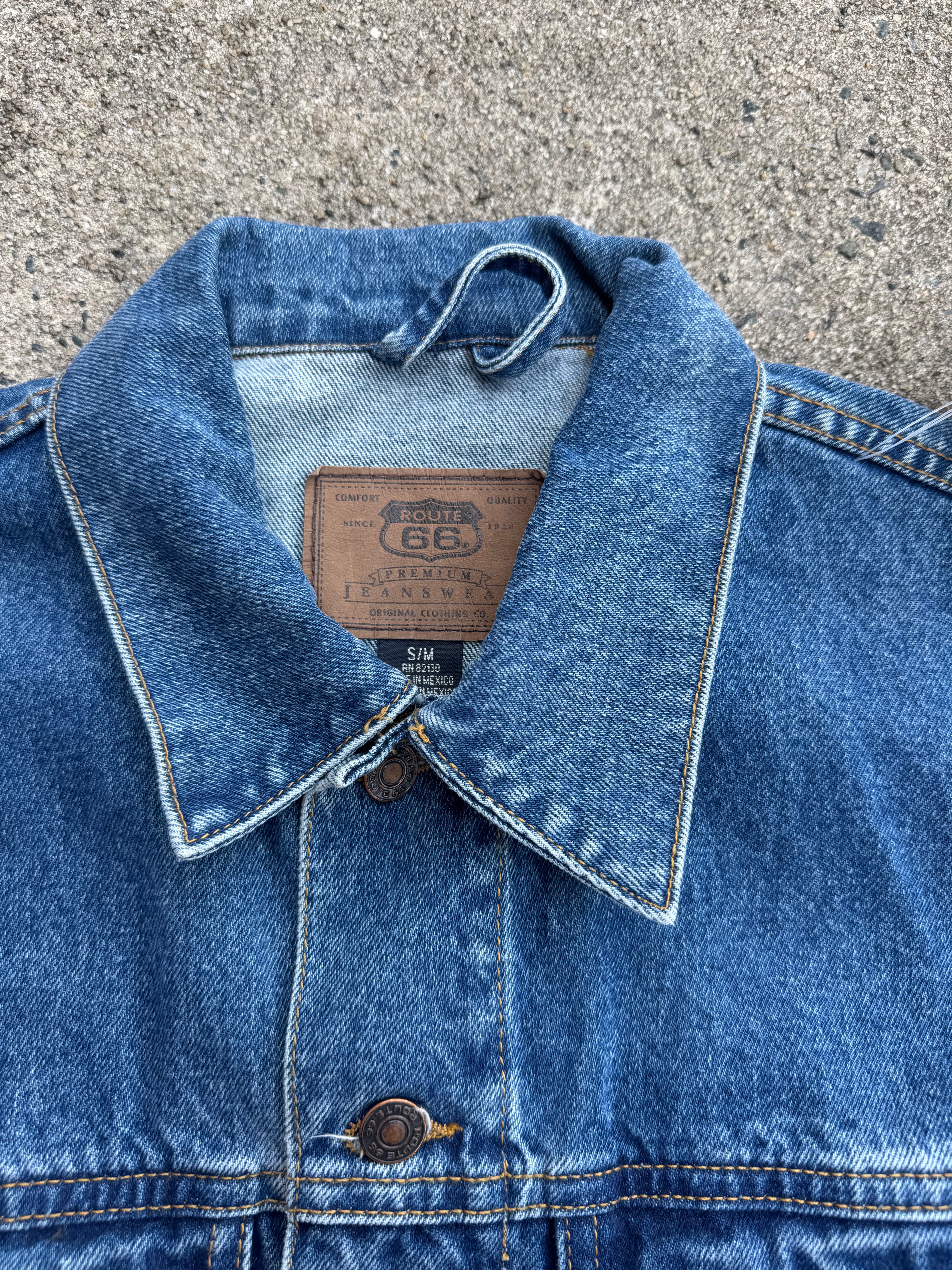 blue route 66 vtg denim jacket, m