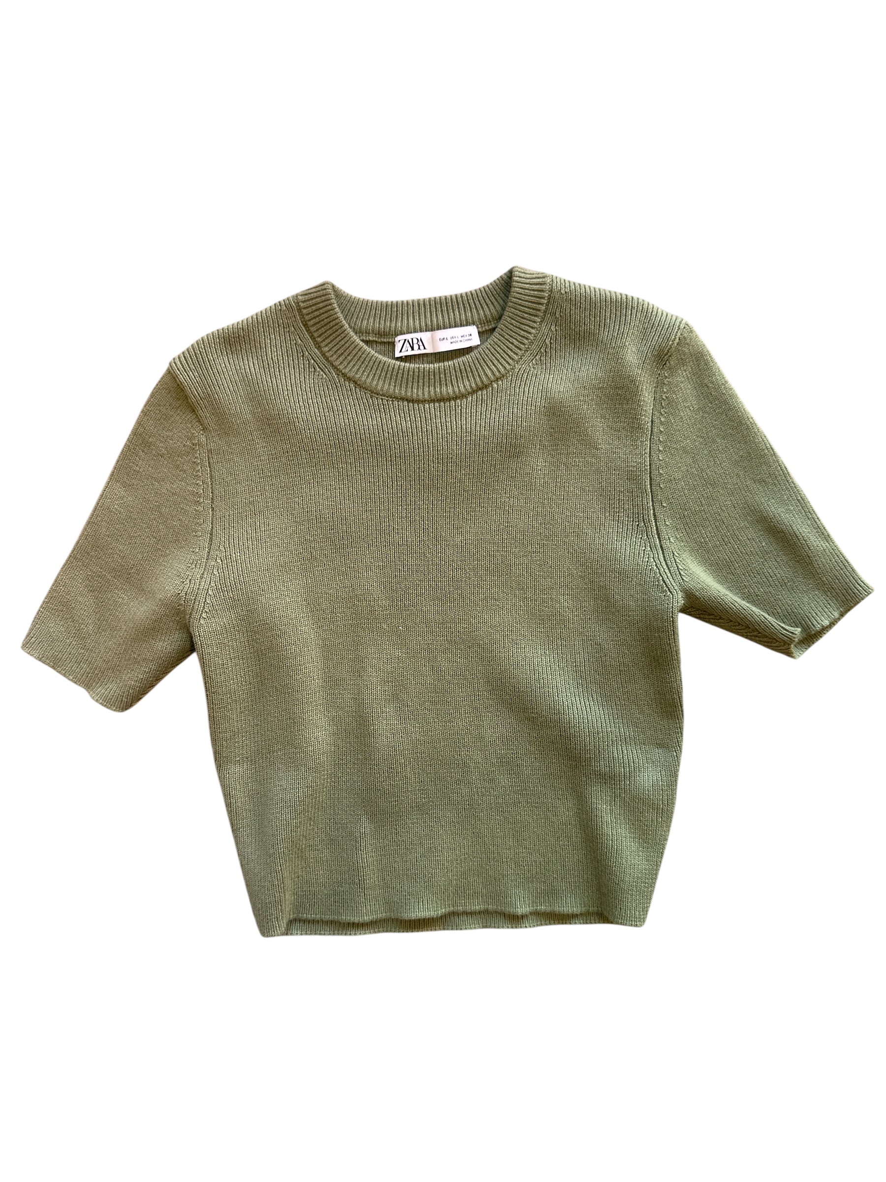 green zara ss knit, L