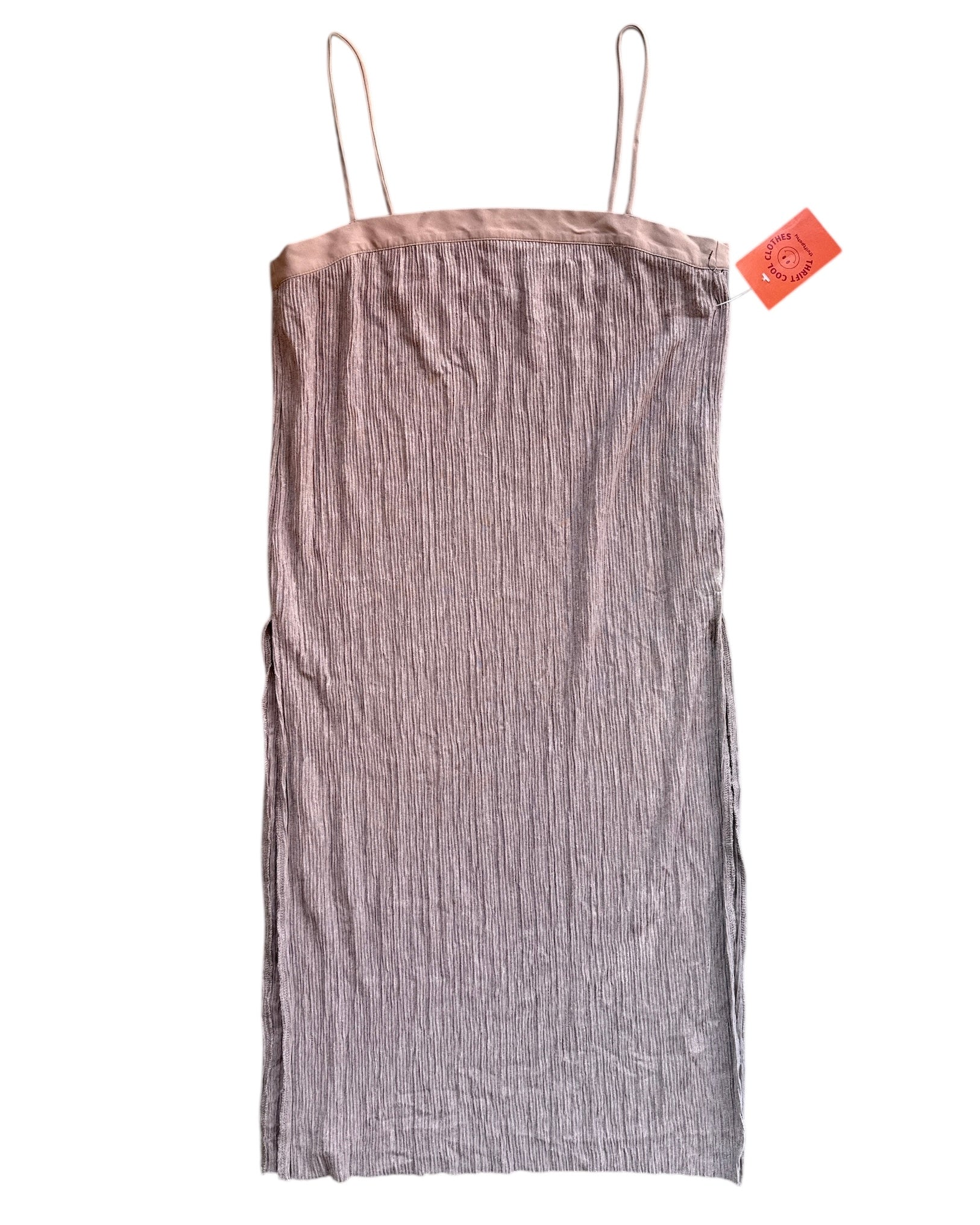 brwn zara pleated square neck dress, s