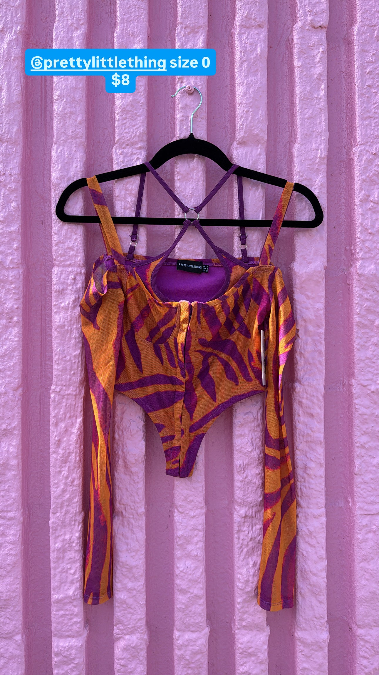 Orange/ pink Pretty little thing Sheer zebra top, 0