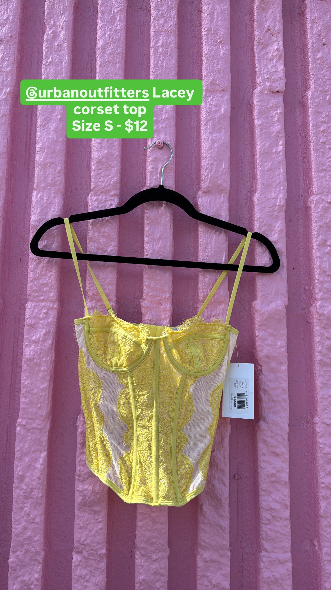 white yellow ouT from under Lace corset tank, s