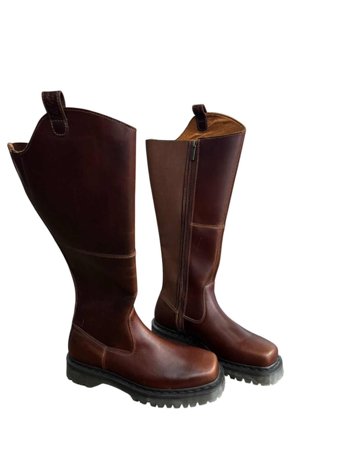 brown doc marten knee high leather boots, 10