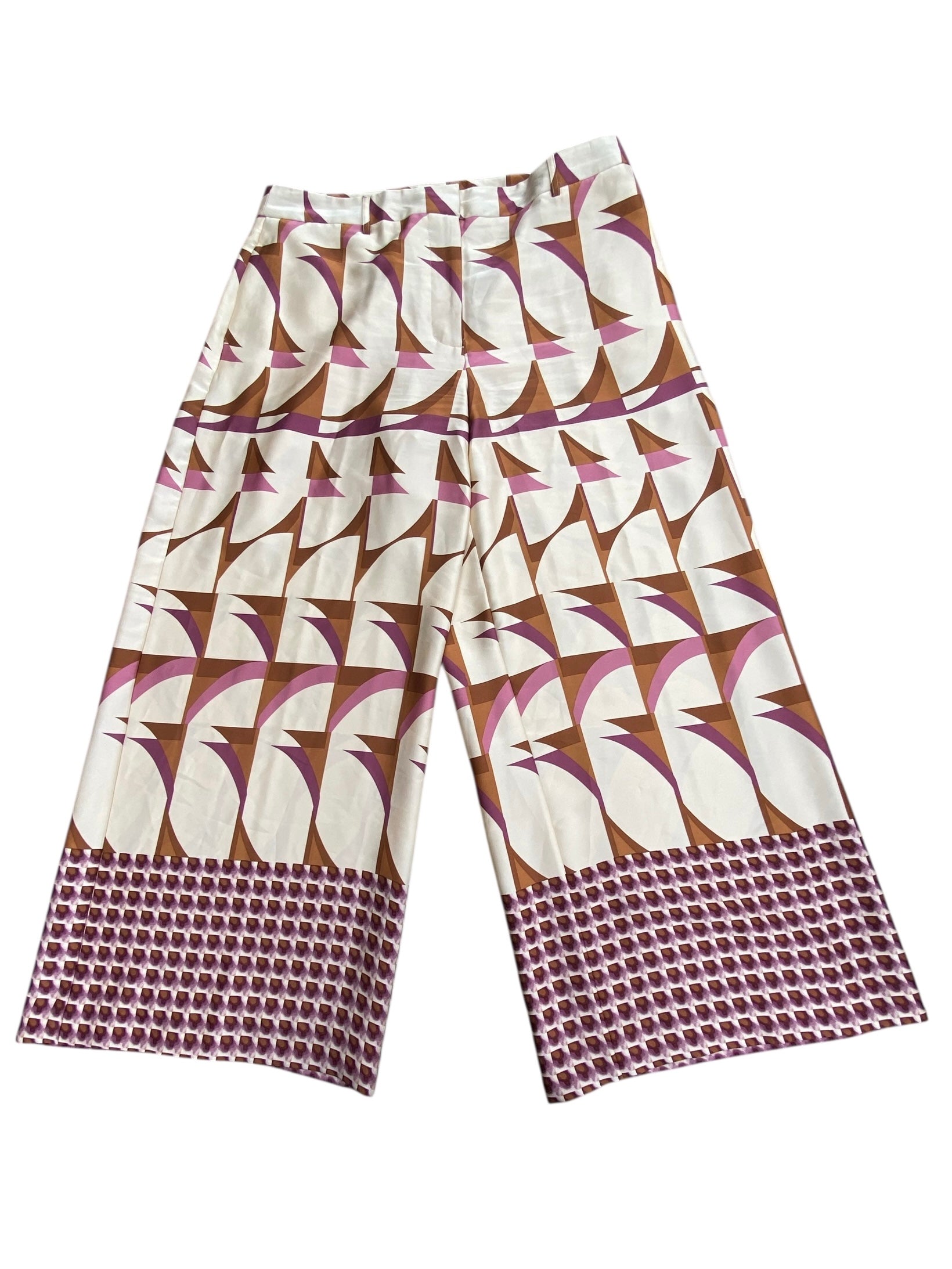 cream pink worthington patterned silky pants, 16p