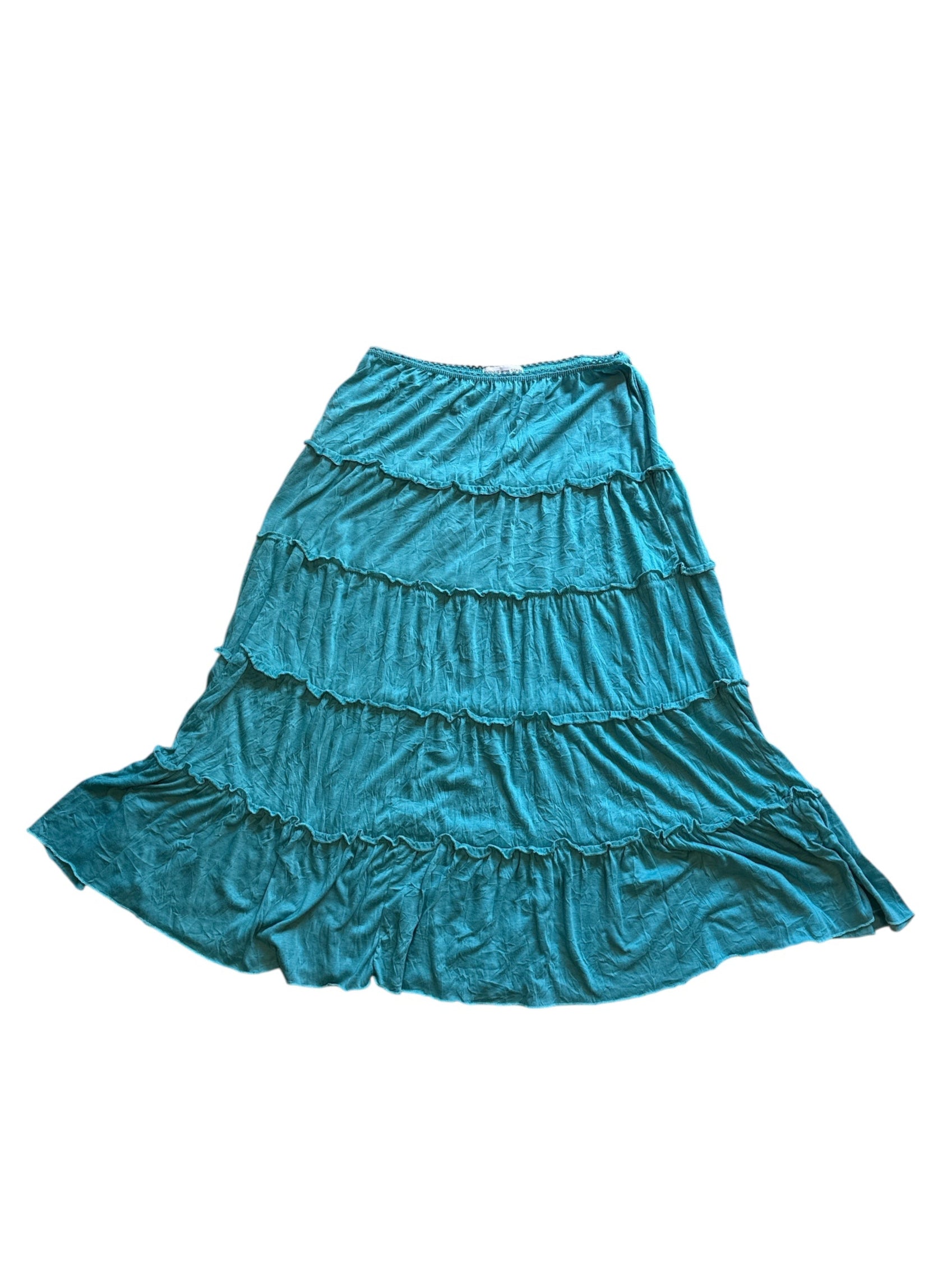 Teal Avenue of the stars Tiered ruffle maxi, L