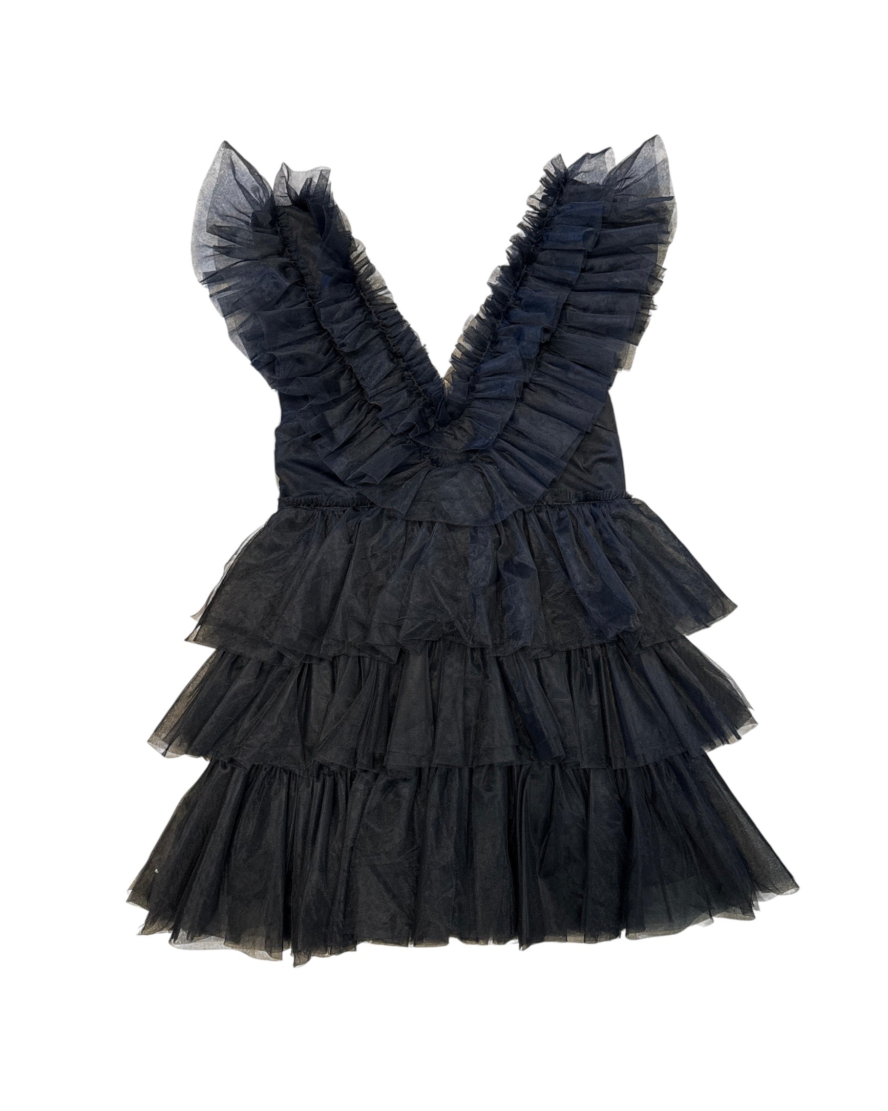 black betsey johnson nwt tulle ruffle dress, xl